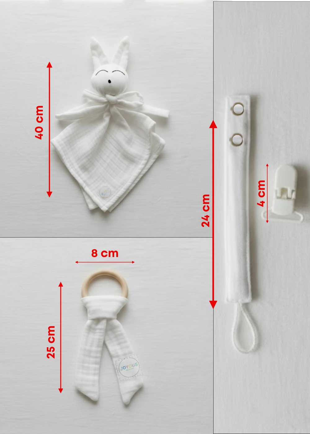 Yenidoğan 3’lü Müslin Set – Uyku Arkadaşı, Diş Kaşıyıcı, Emzik Askısı