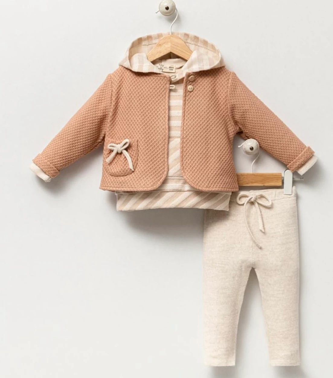 Kız Örme Ceketli 3lü Takım