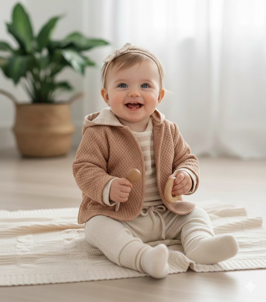 Kız Örme Ceketli 3lü Takım