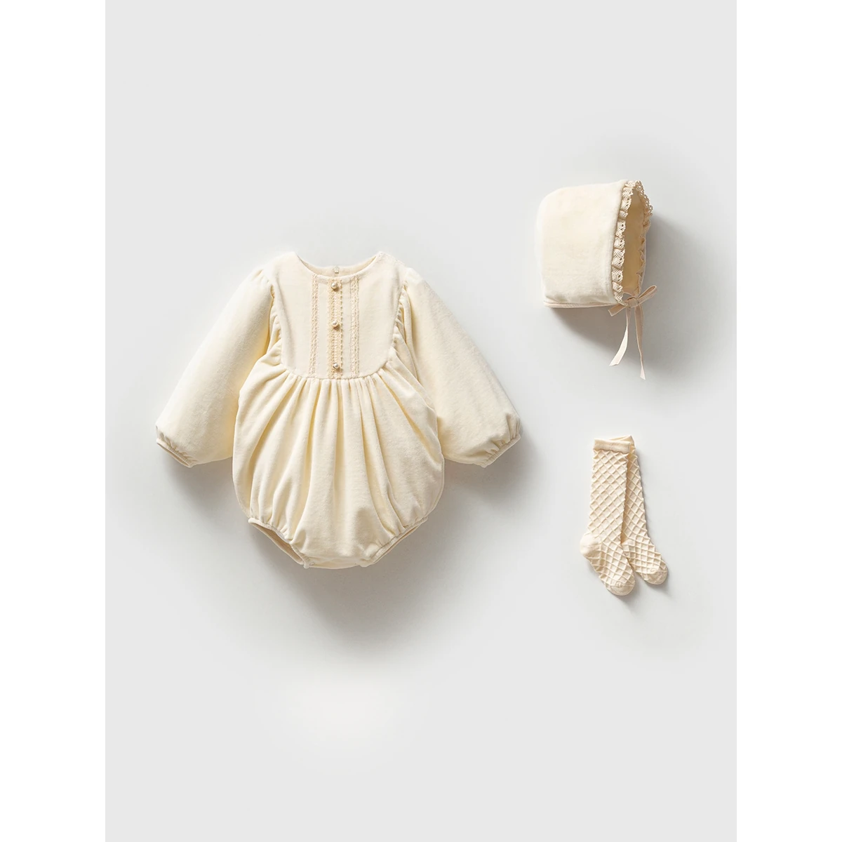 Kız 9-24 Ay Şapkalı Çoraplı Kadife Romper