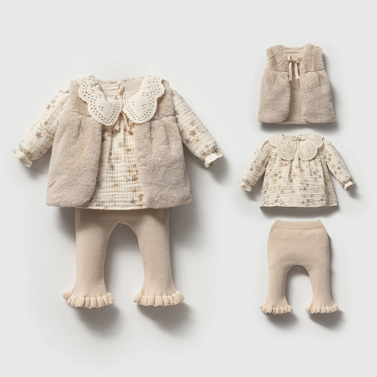 Nipperland Kız 3-6-9-12 Ay Dantel Yakalı Takım