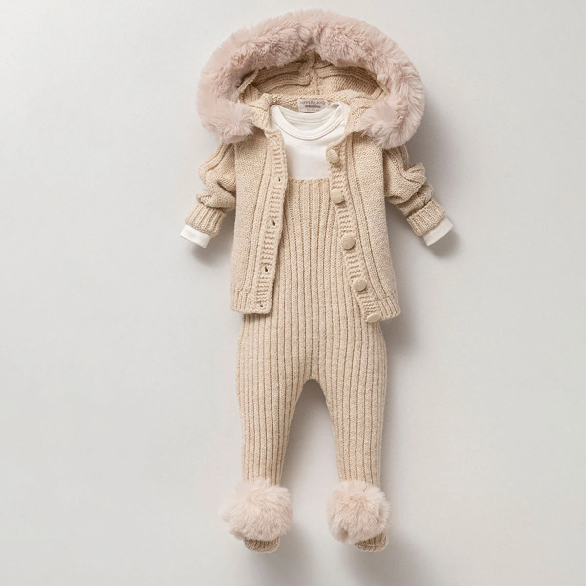 Nipperland Unısex 3-6-9-12 Ay Örgülü Salopet Takım