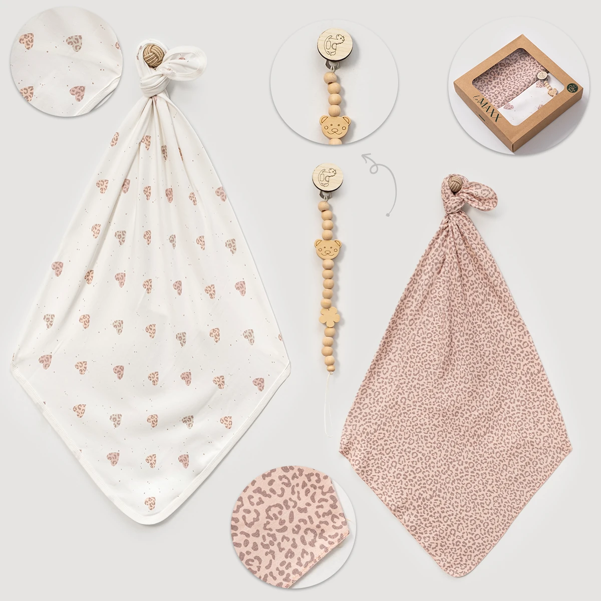 Kız Kalpli Leoparlı Penye Battaniye Set