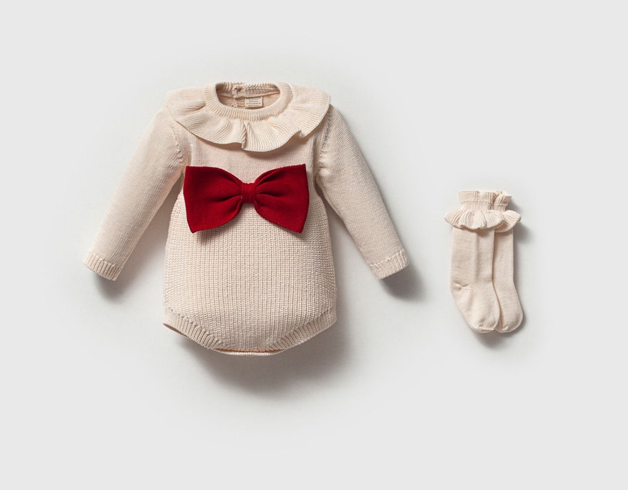 Yılbaşı Temalı Kız Bebek Fiyonklu 3-6-9-12 Ay Çoraplı Romper Set