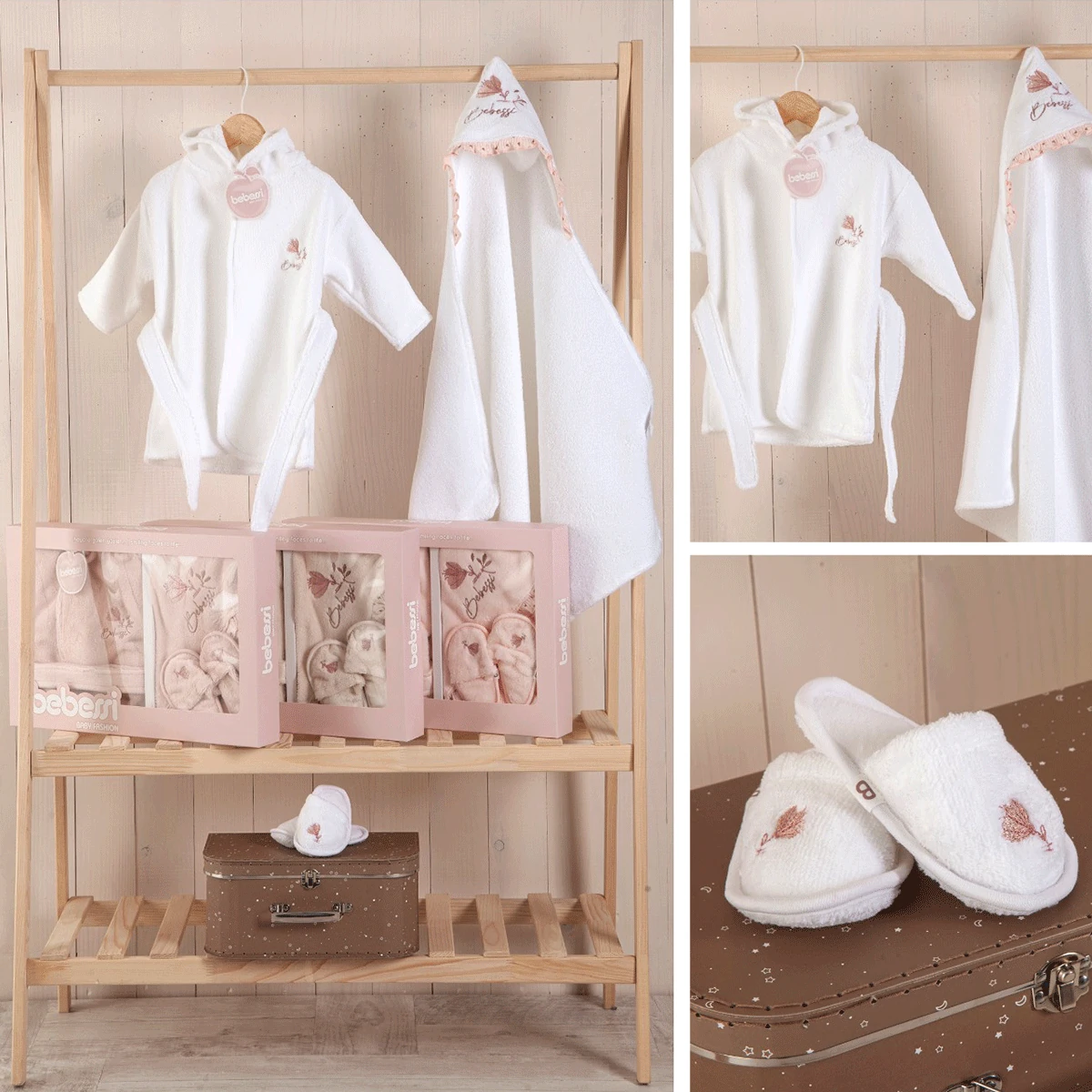 Kız 0-12 Ay Kuzulu Kutulu Bornoz Set