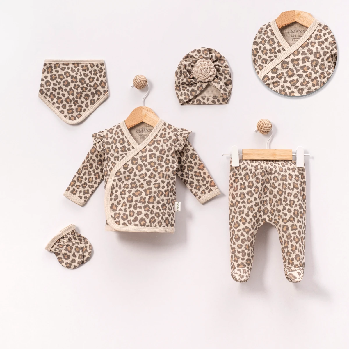 Leopar Desenli 0-3 Ay 5'li Set