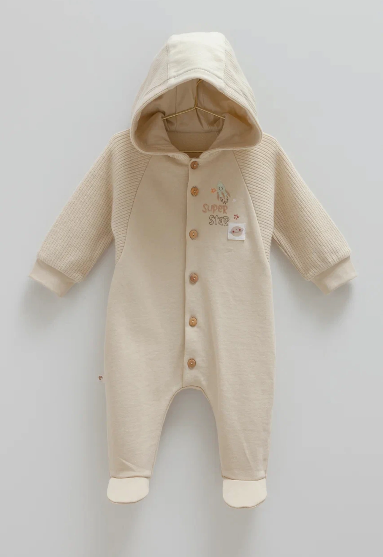 Caramell Kapüşonlu Erkek Tulum 