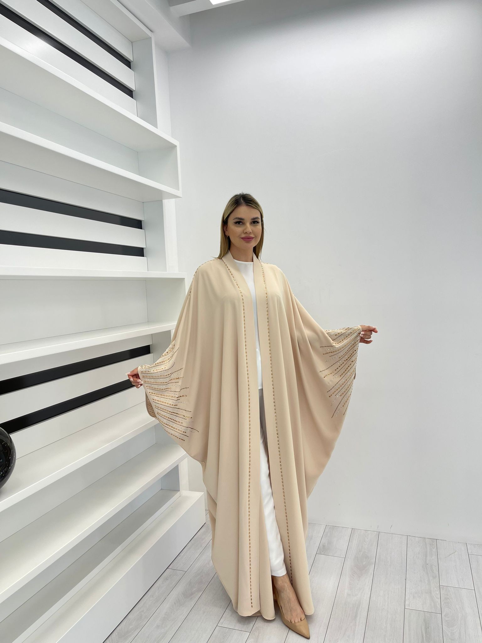 2839 KOL UCU TAŞ İŞLEME DETAYLI ABAYA