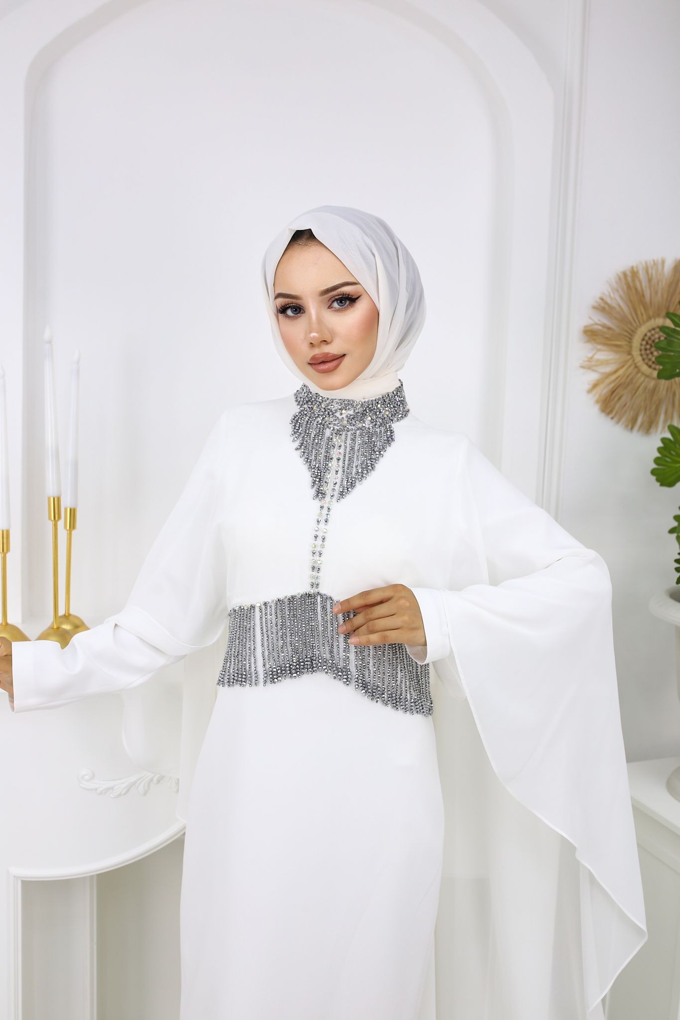 2984  PELERİN DETAYLI ELBİSE 