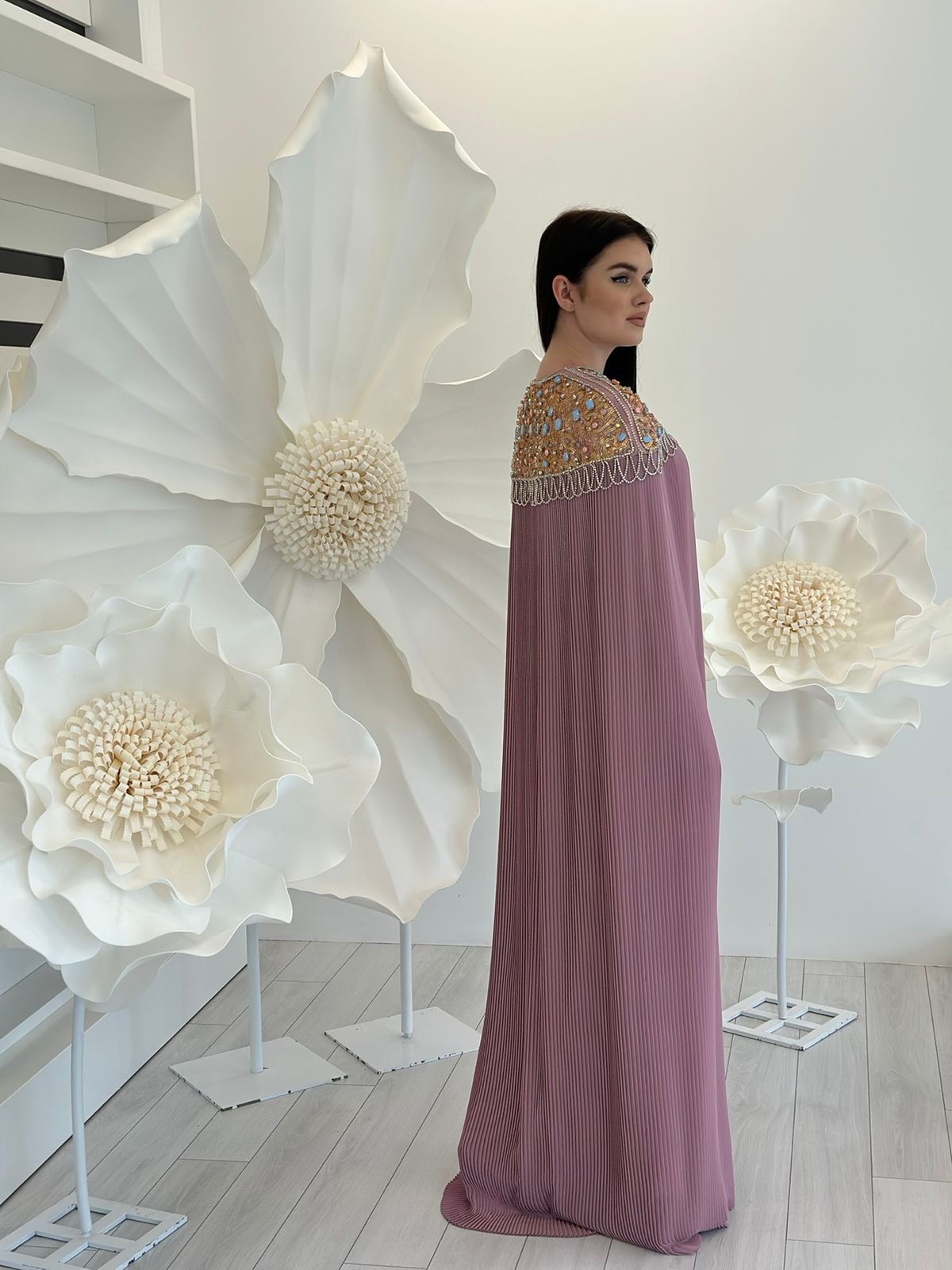 2980 NAKIŞ VE TAŞ İŞLEMELİ İKİLİ TAKIM ABAYA 