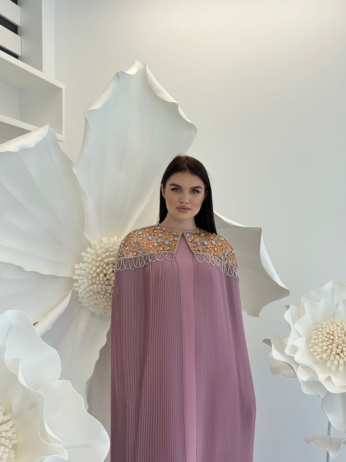 2980 NAKIŞ VE TAŞ İŞLEMELİ İKİLİ TAKIM ABAYA 