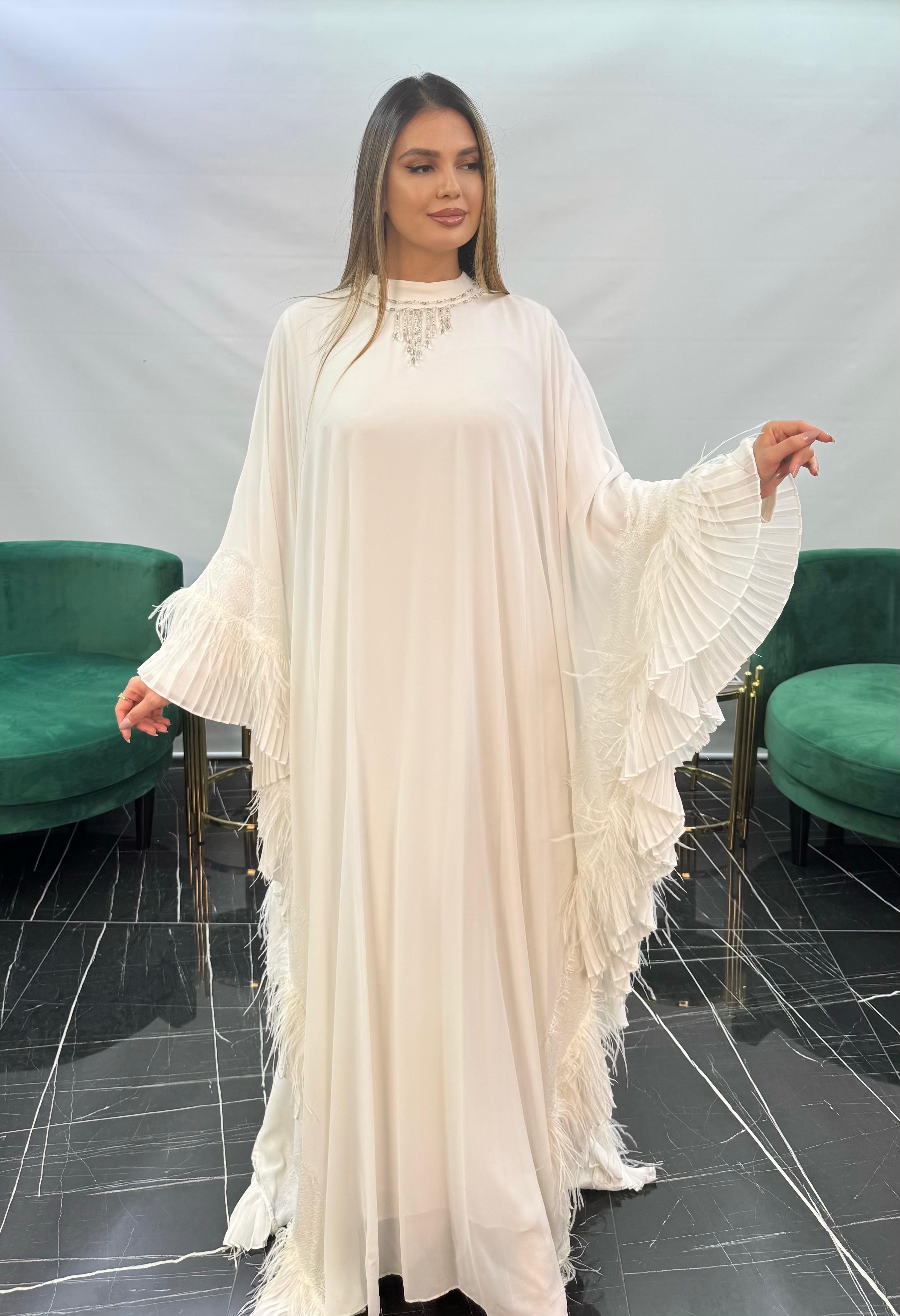 2723 ÖZEL TASARIM ELBİSE İKİLİ TAKIM - EKRU