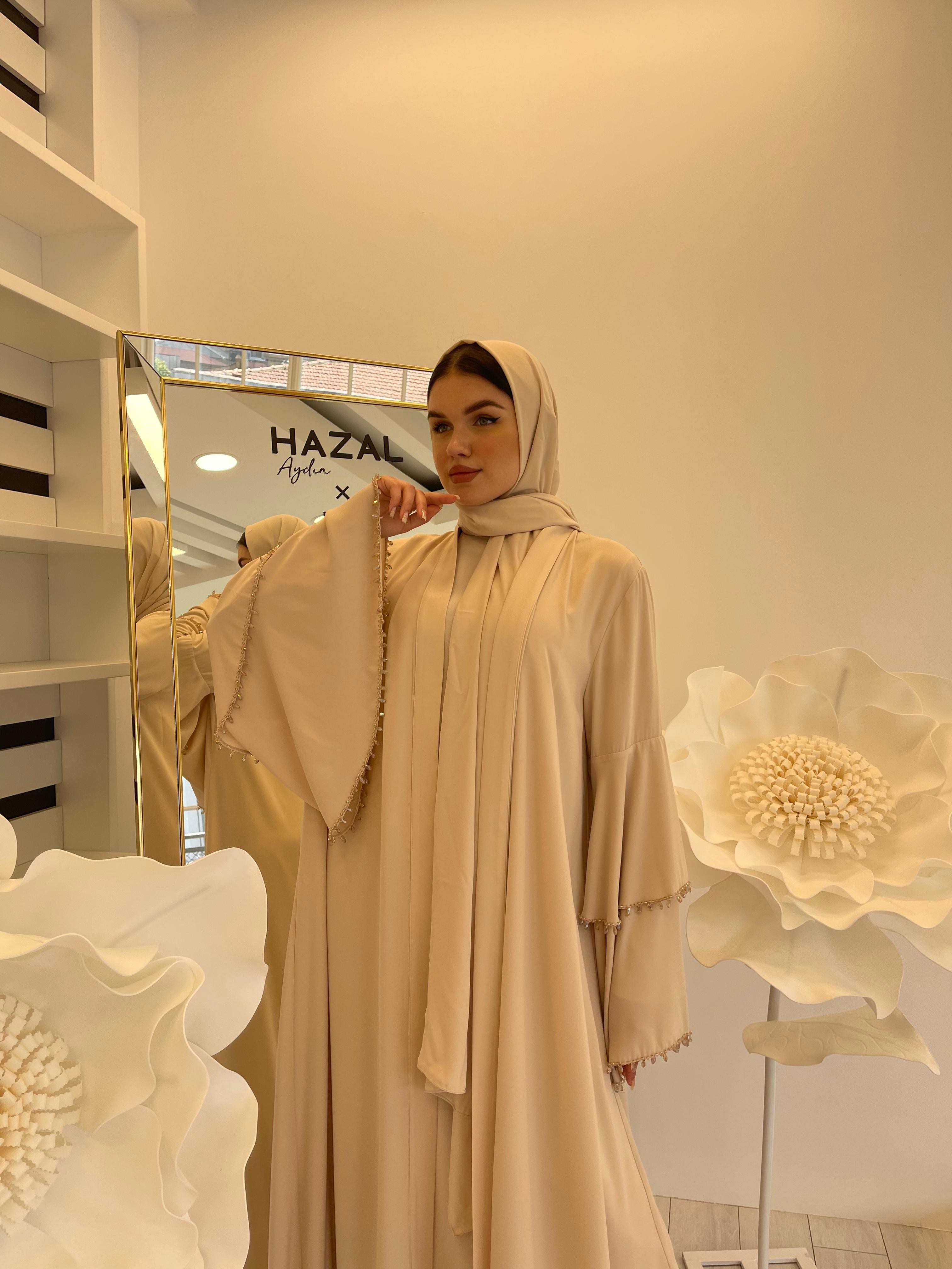 2996 HAZAL AYDIN KOL KAT DETAYLI ABAYA 