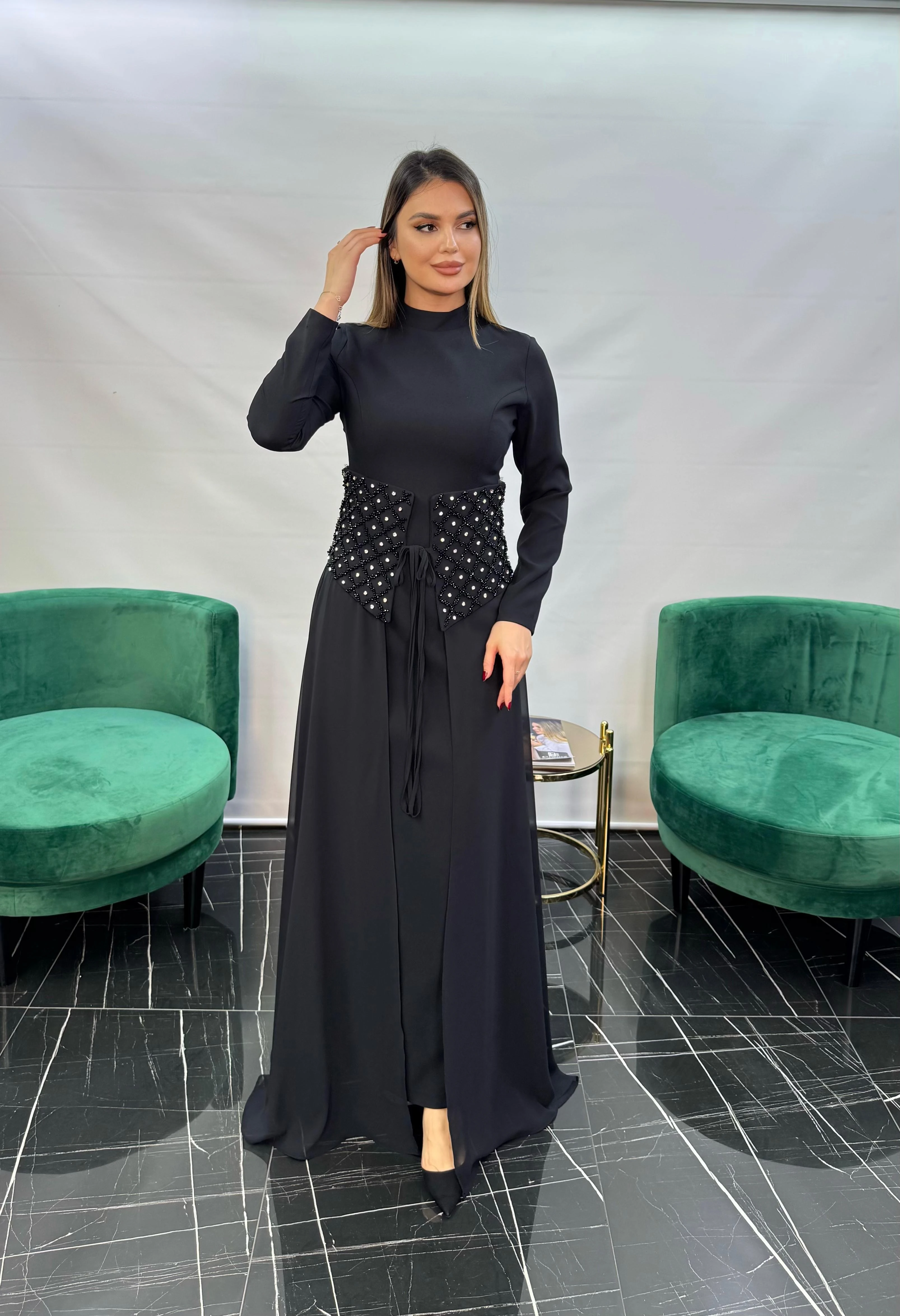 3262 ELBİSE ÖZEL TASARIM - SİYAH