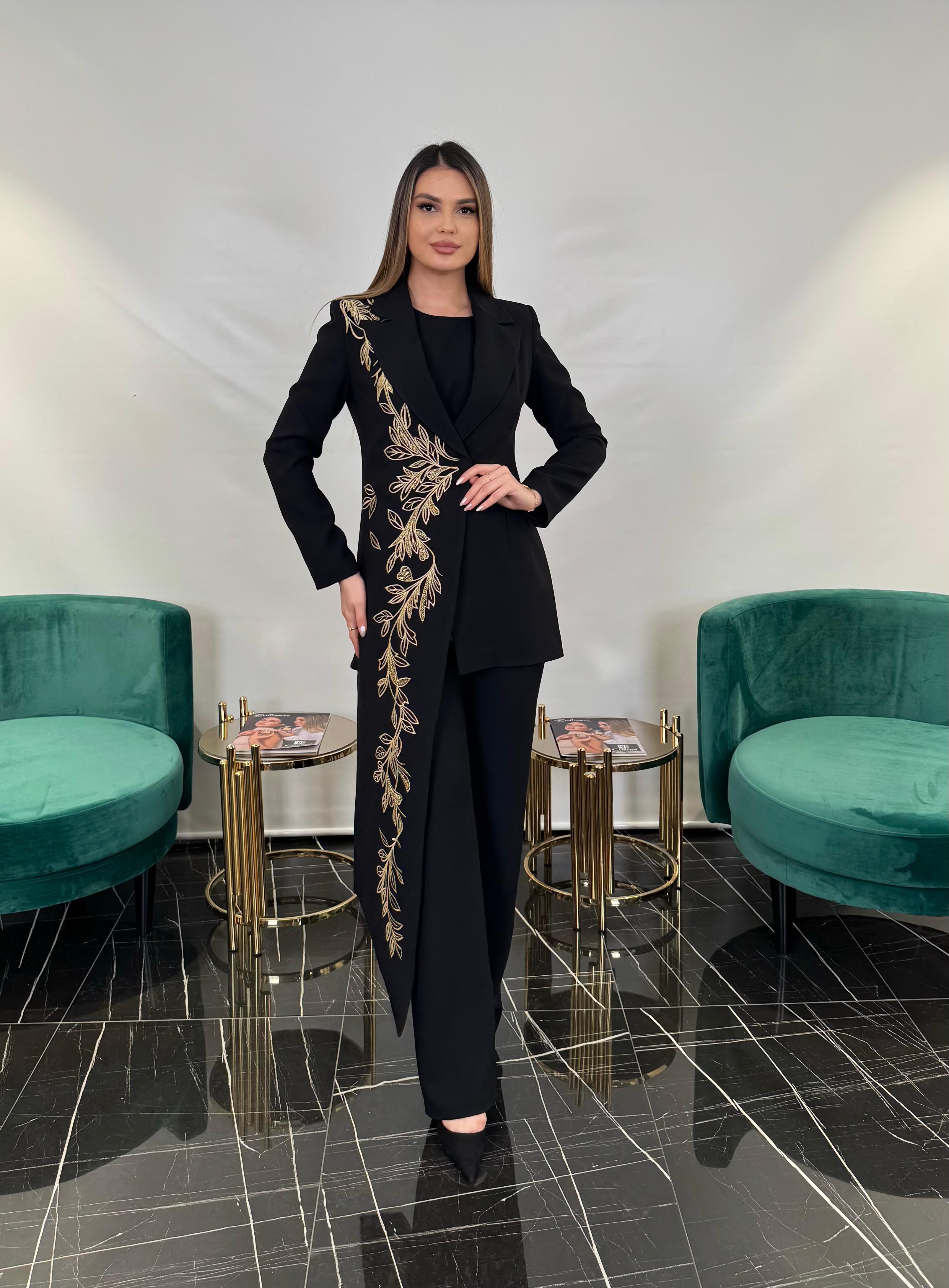 3248 NAKIŞ İŞLEMELİ TAKIM - BLACK