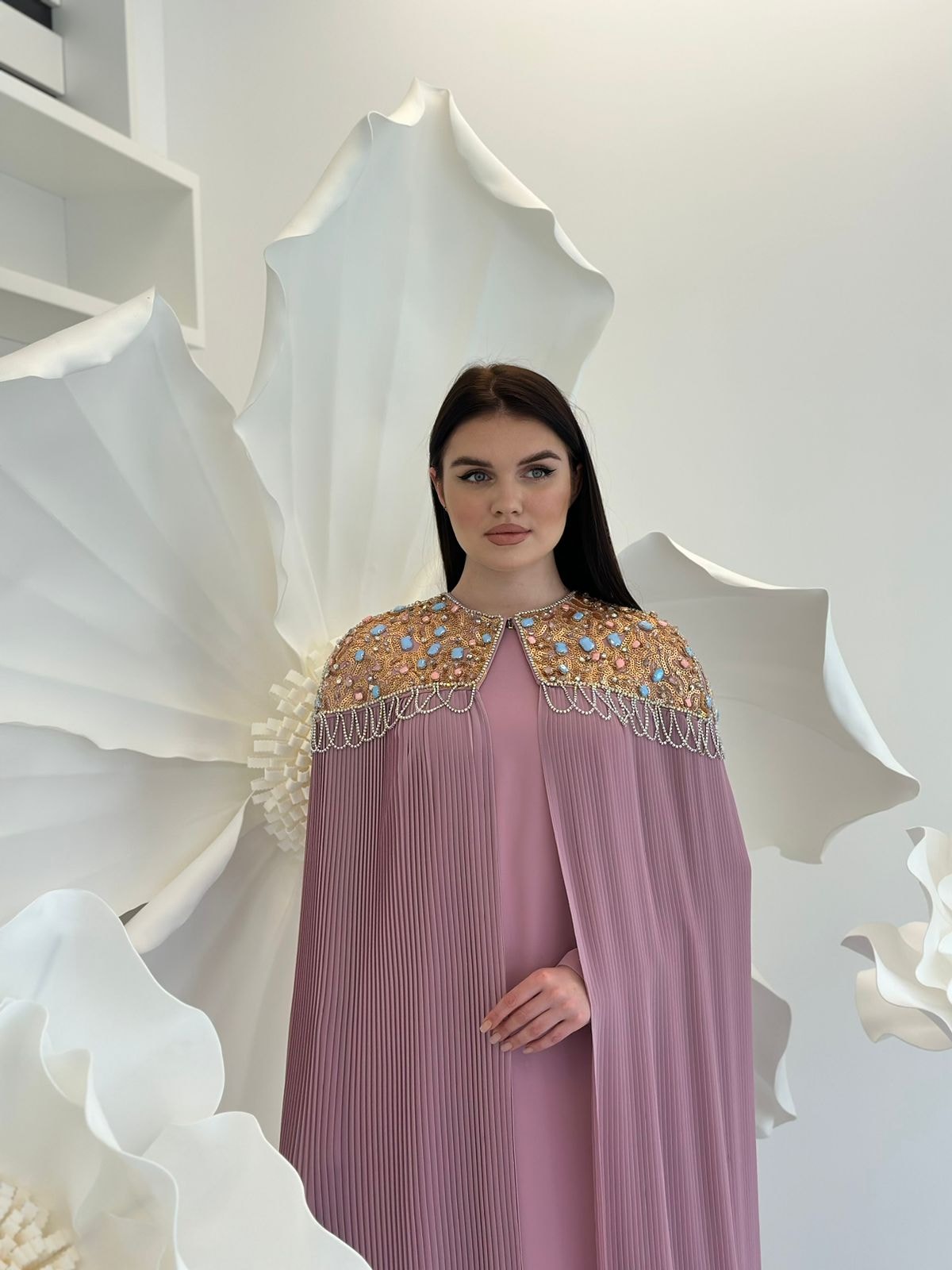 2980 NAKIŞ VE TAŞ İŞLEMELİ İKİLİ TAKIM ABAYA 