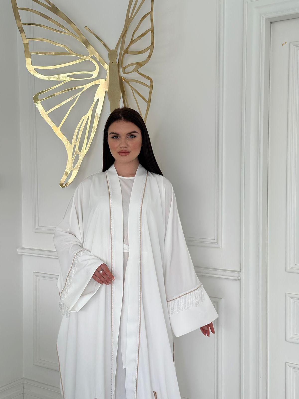 2929 KOL VE ETEK UCU DETAYLI ABAYA 