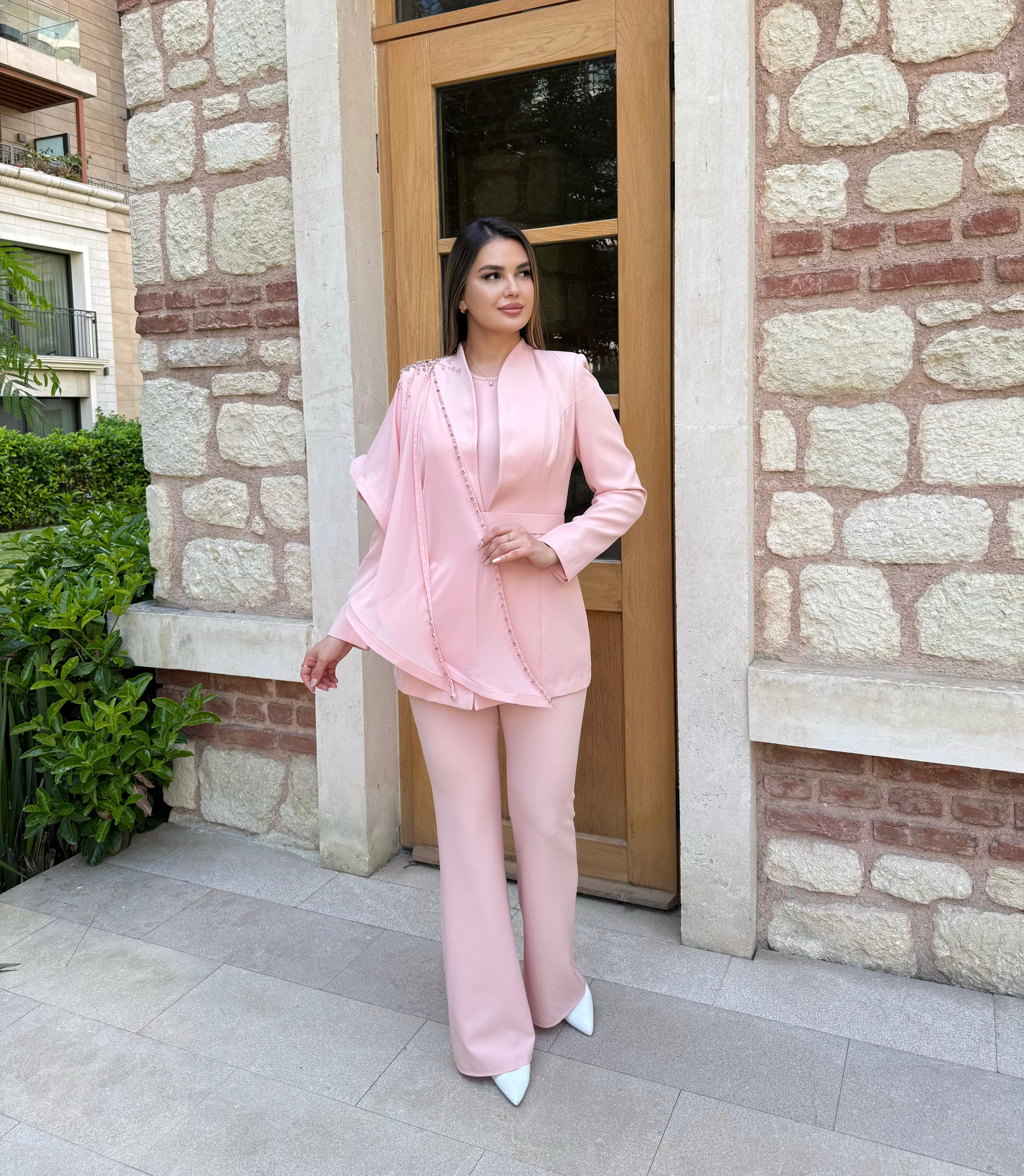 3238 CEKET PANTOLON BLUZ ABİYE TAKIM 