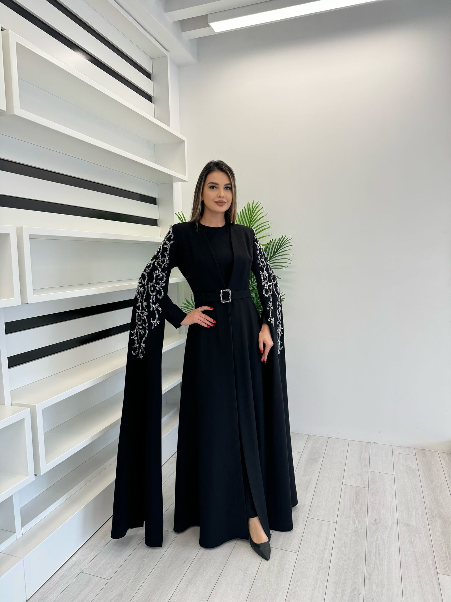 2921 ABAYA SUIT - BLACK/SIVER