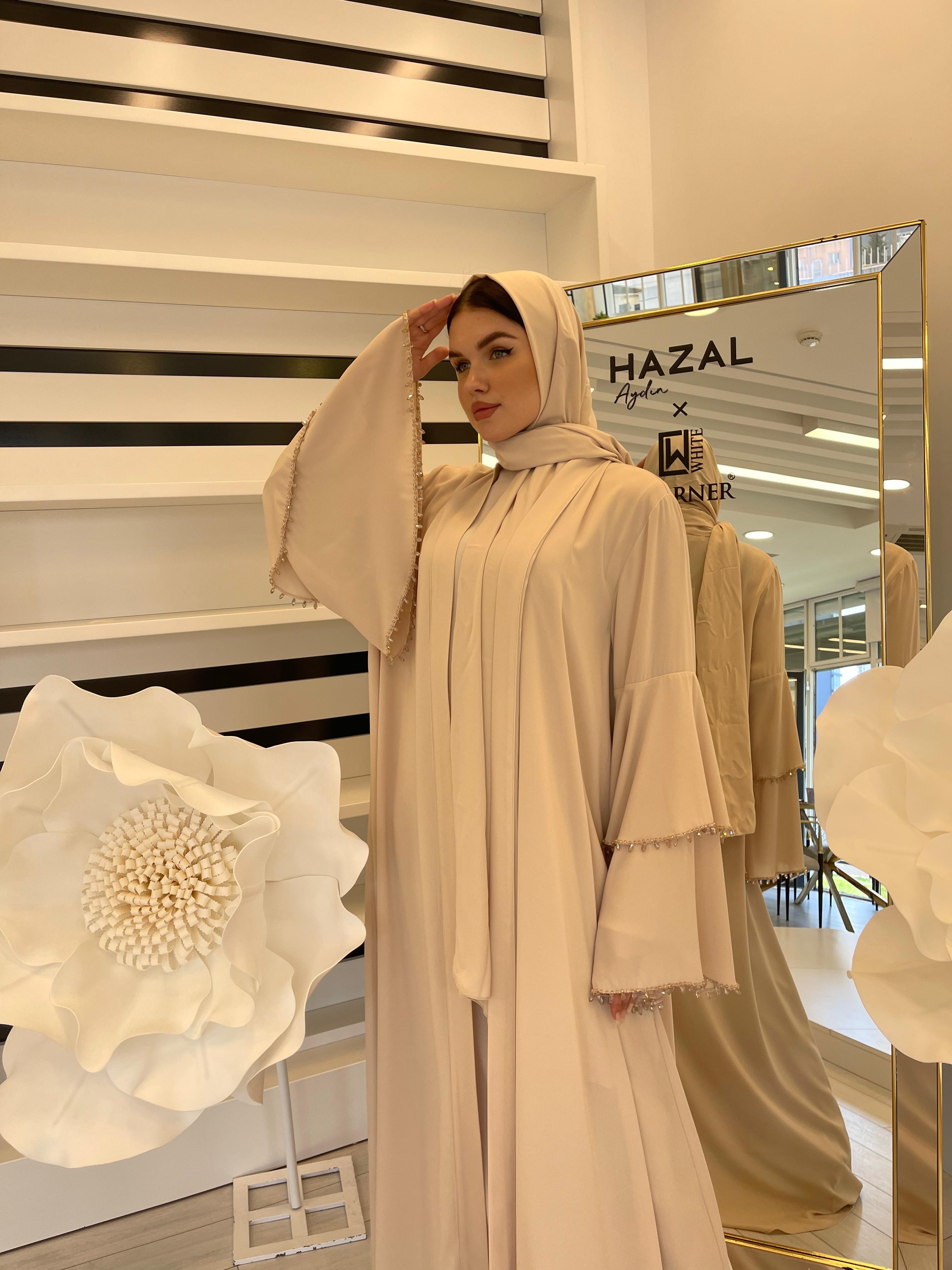 2996 HAZAL AYDIN KOL KAT DETAYLI ABAYA 