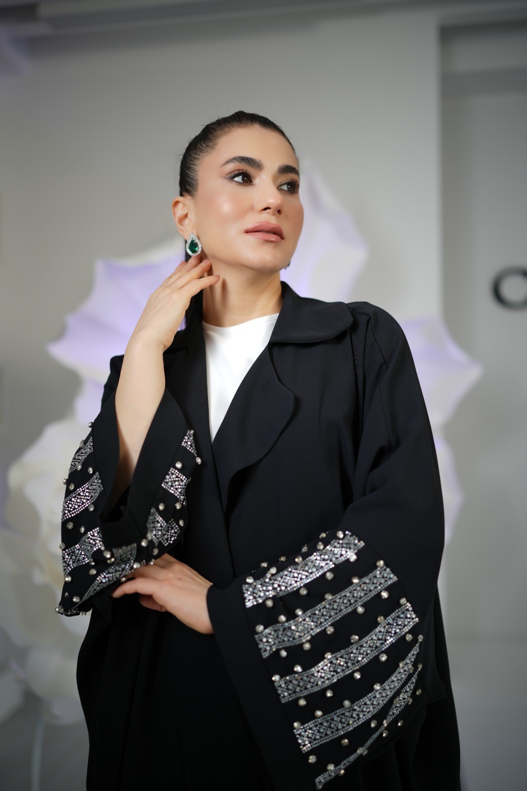 2949 KRİSTAL TAŞ İŞLEMELİ ABAYA