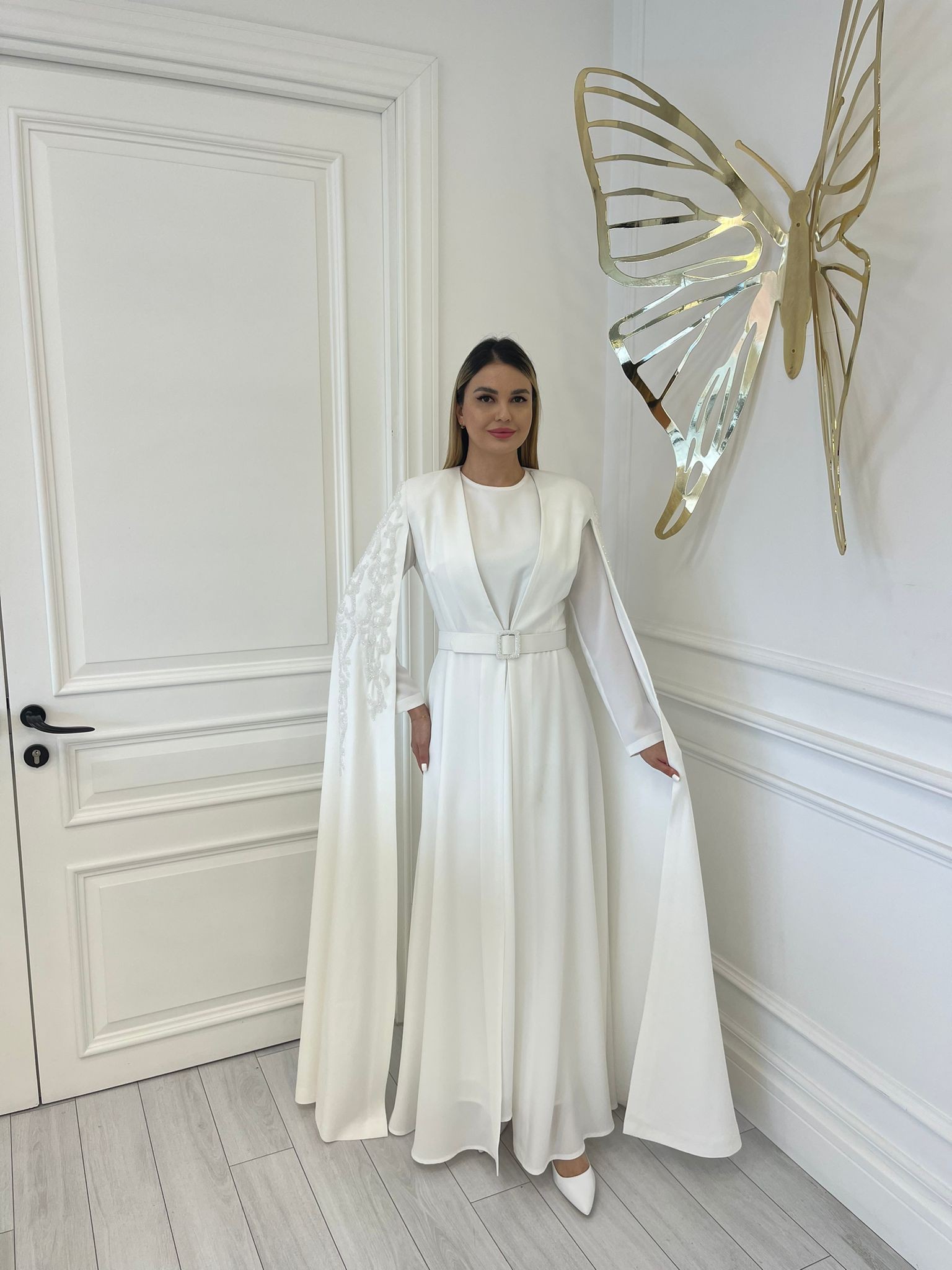 2921 KOL DETAYLI ABAYA TAKIM