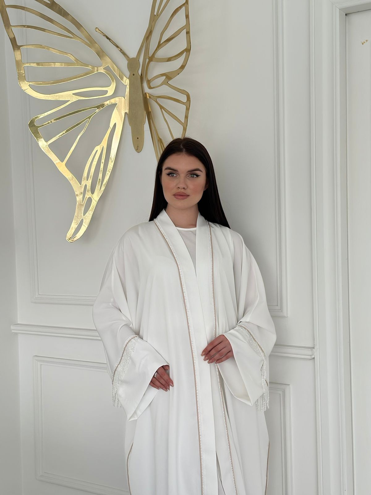 2929 KOL VE ETEK UCU DETAYLI ABAYA 