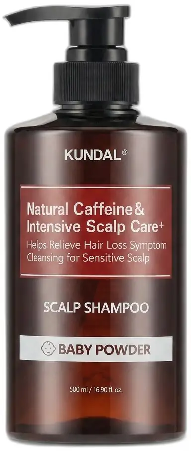 KUNDAL Natural Caffeine & Intensive Scalp Care+ Scalp Shampoo 500ml · Baby Powder · Baby Pudra