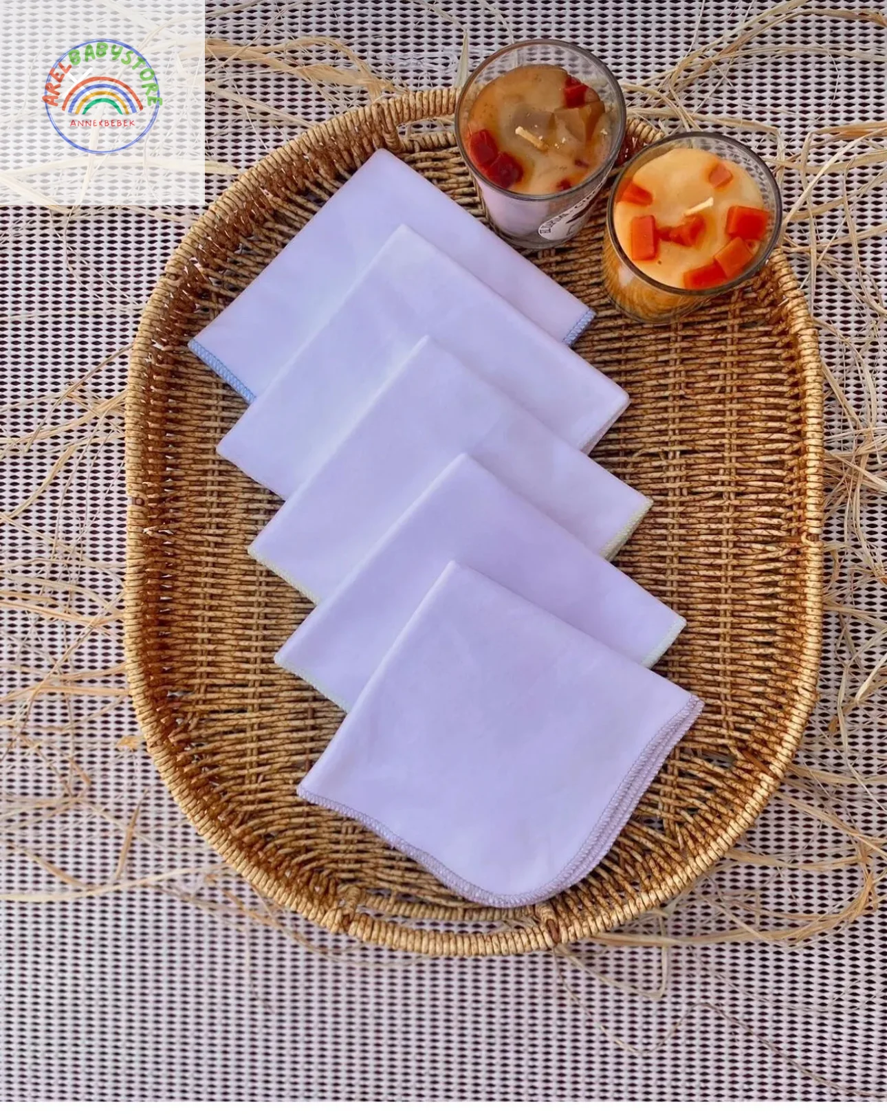 10 Adet %100 Pamuk Ağız Silme Mendili