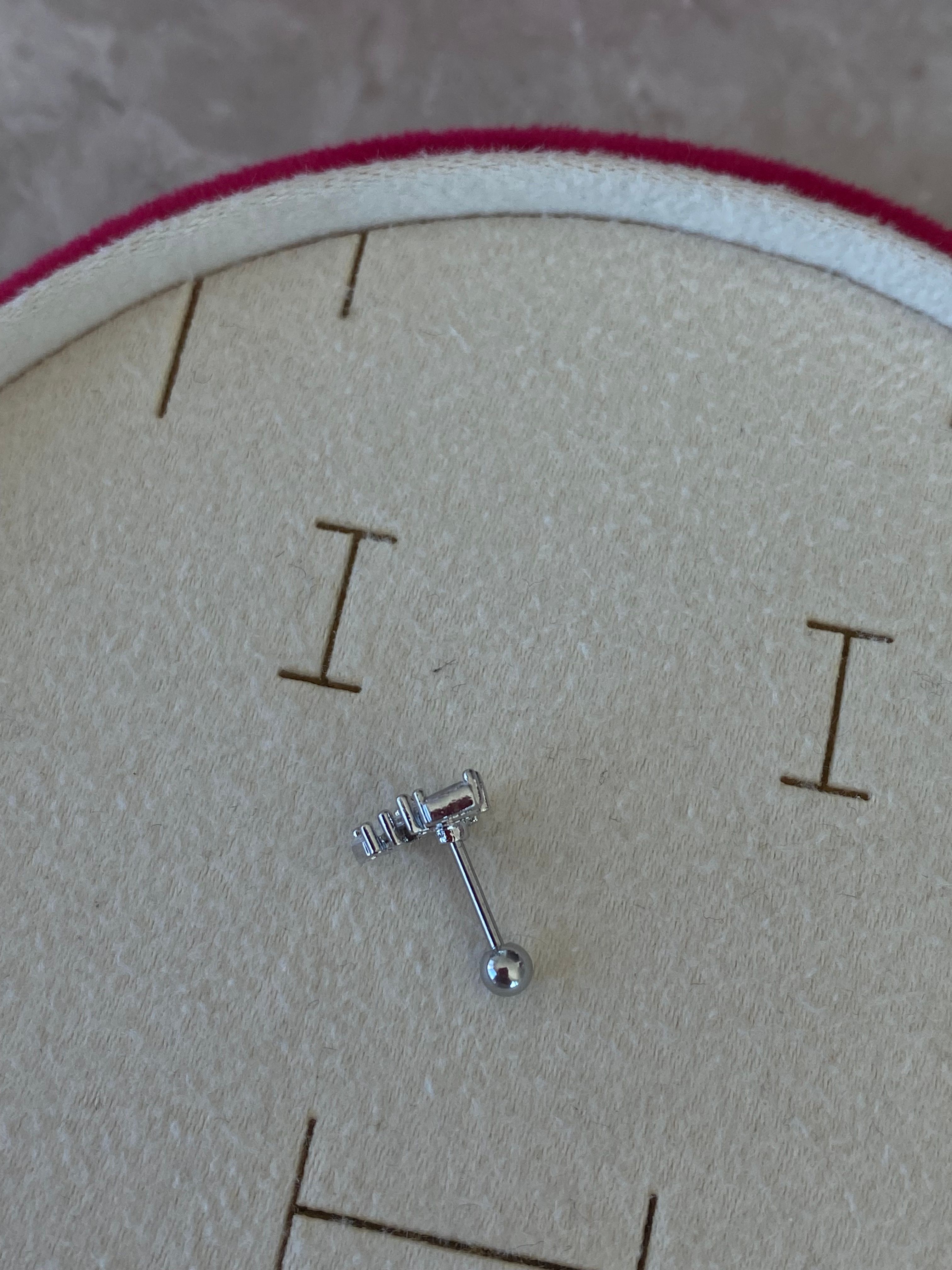 Cerrahi Çelik Silver  Pembe Baget Taşlı Piercing