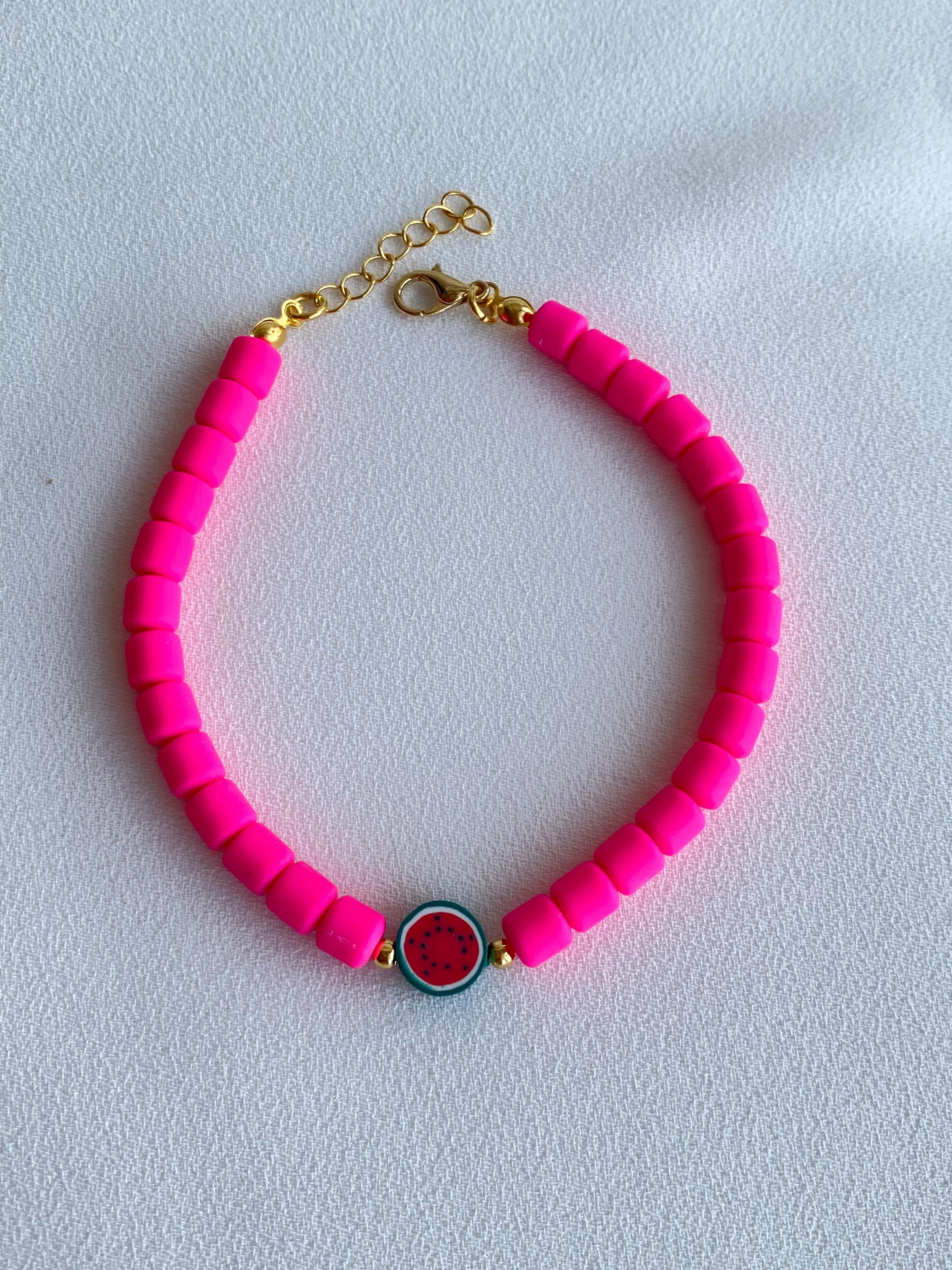 Pink Lino Watermelon Anklet & Bracelet