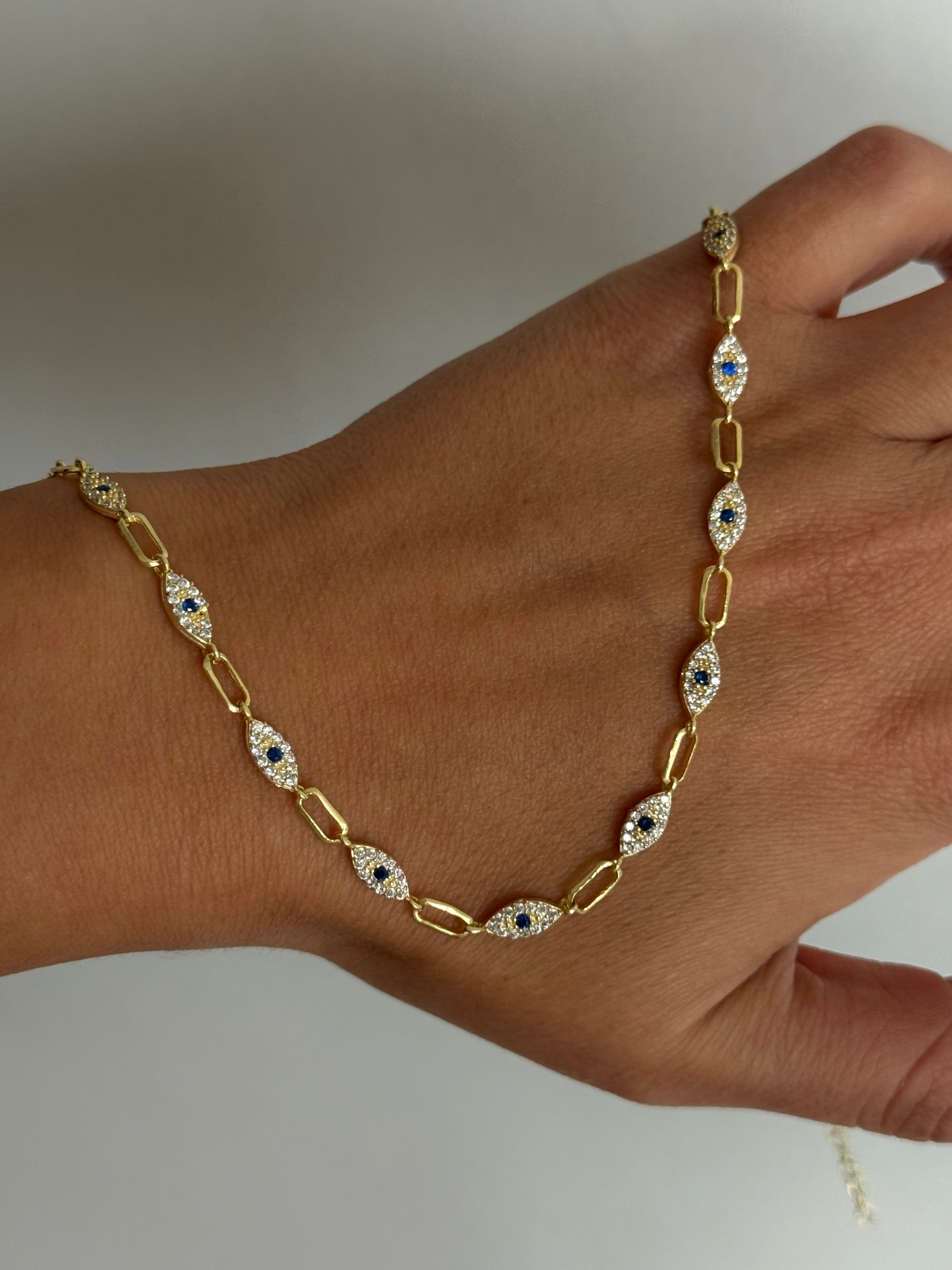 925 Ayar Gümüş Gold Göz Detay Kolye