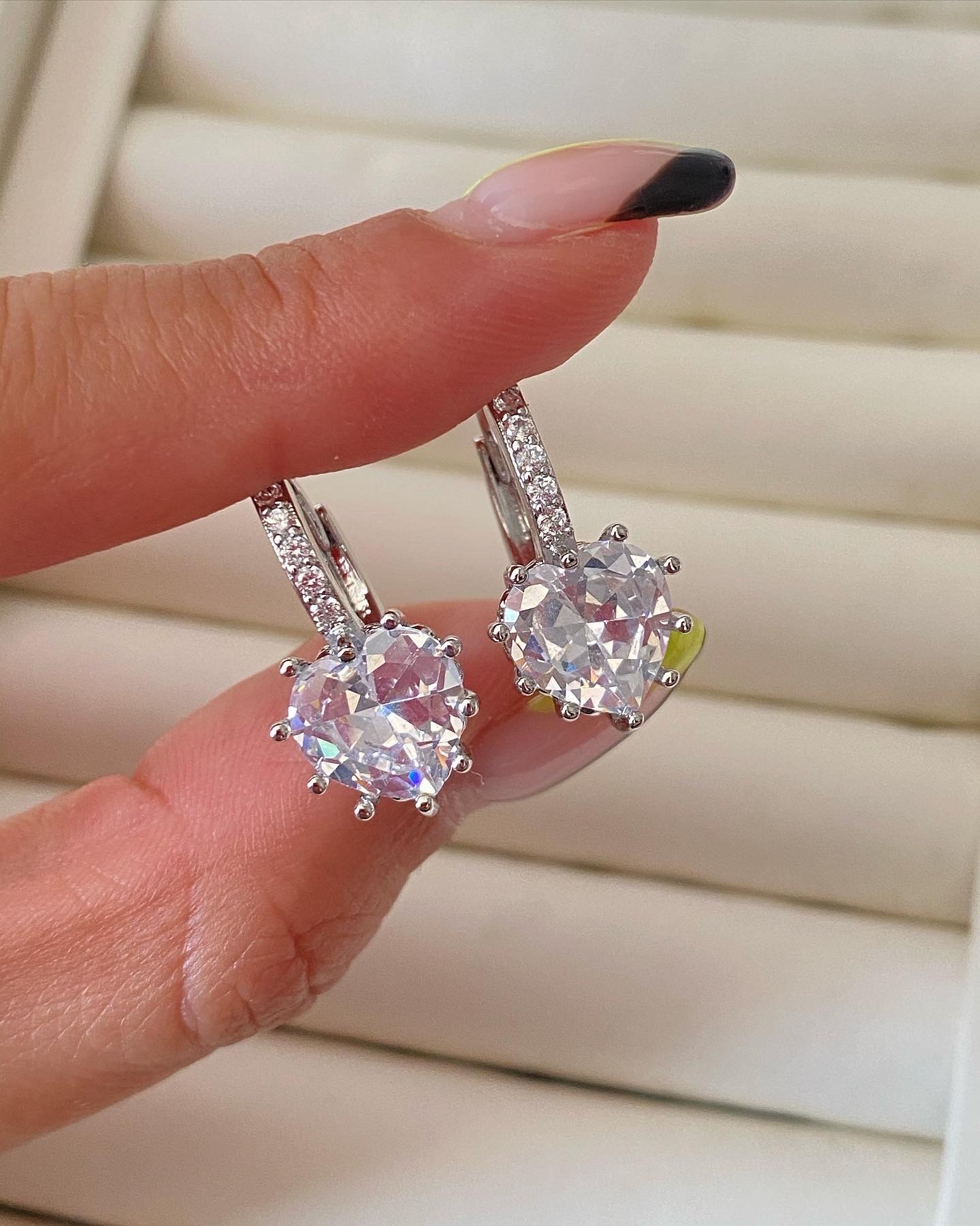 İthal Silver Swarovski Kalp Küpe