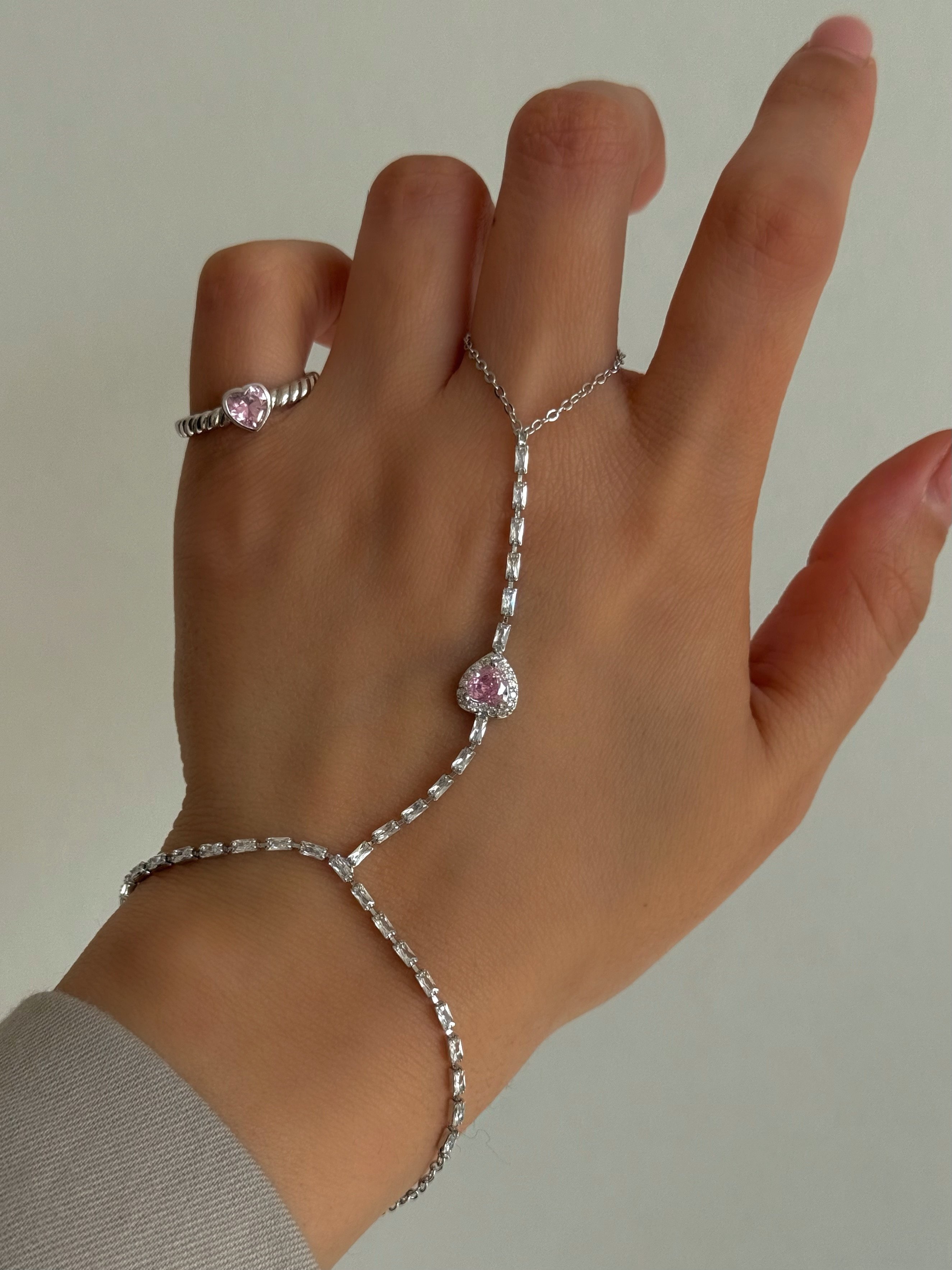 Çelik Pembe Baget Taşlı Şahmeran