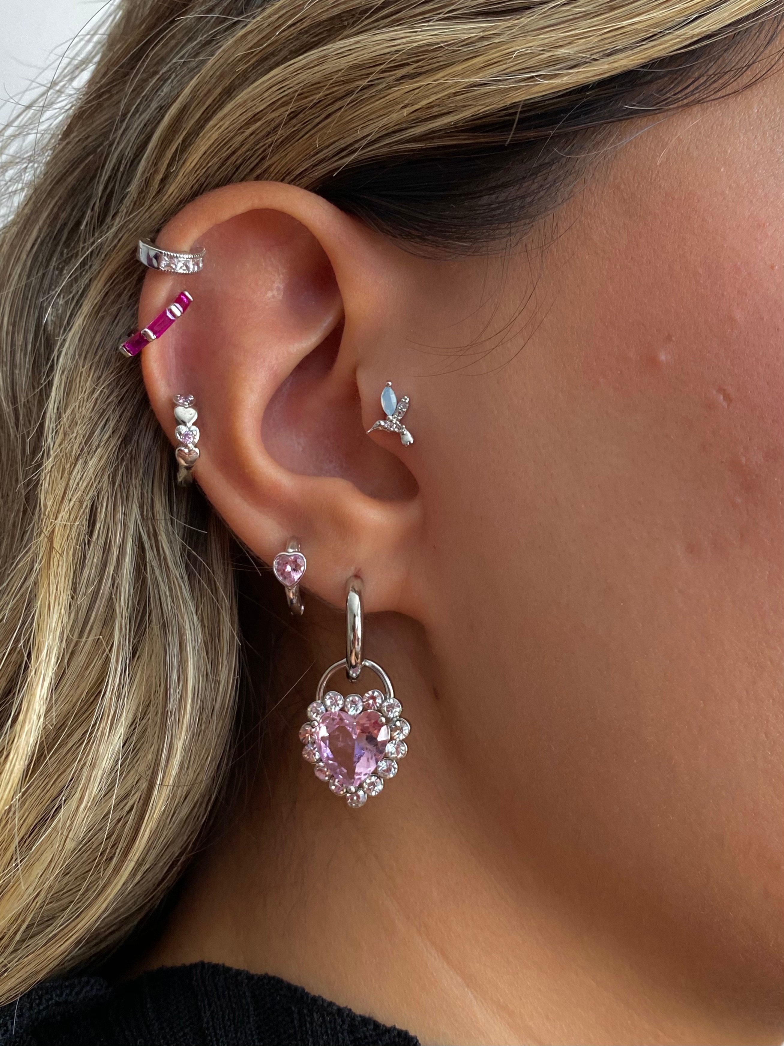 İthal Swarovski Kalpli Küpe