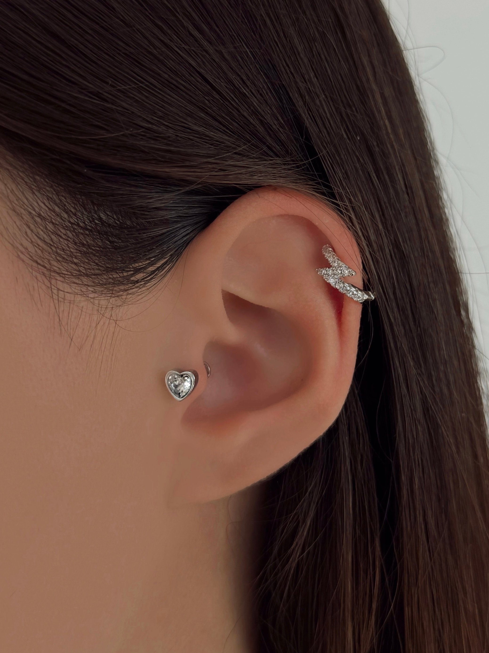 Cerrahi Çelik Silver Beyaz Kalpli Piercing
