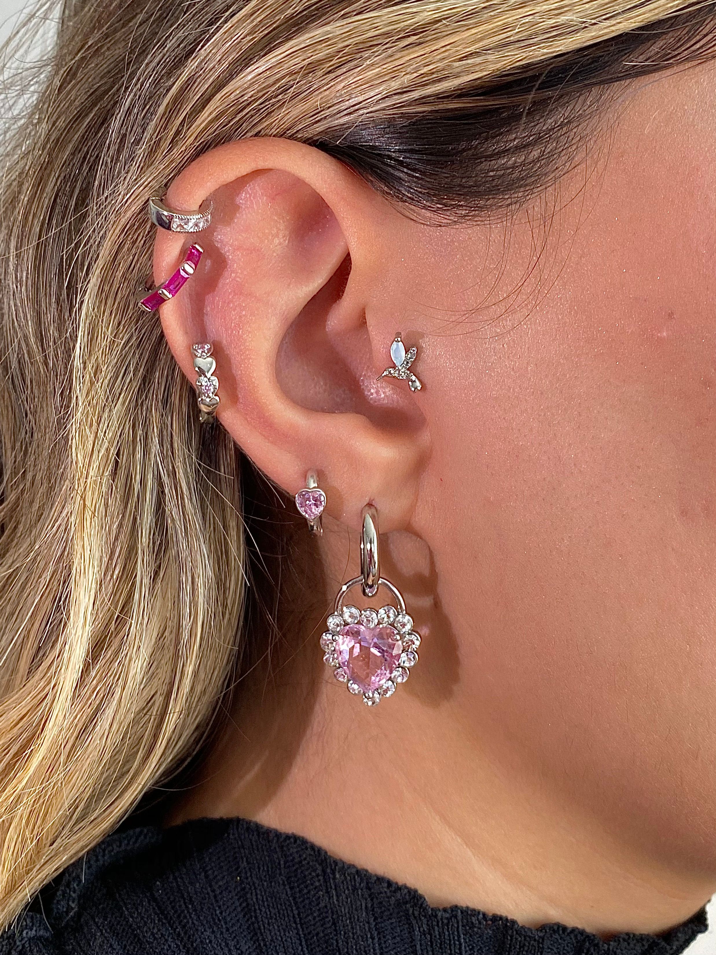 İthal Swarovski Kalpli Küpe