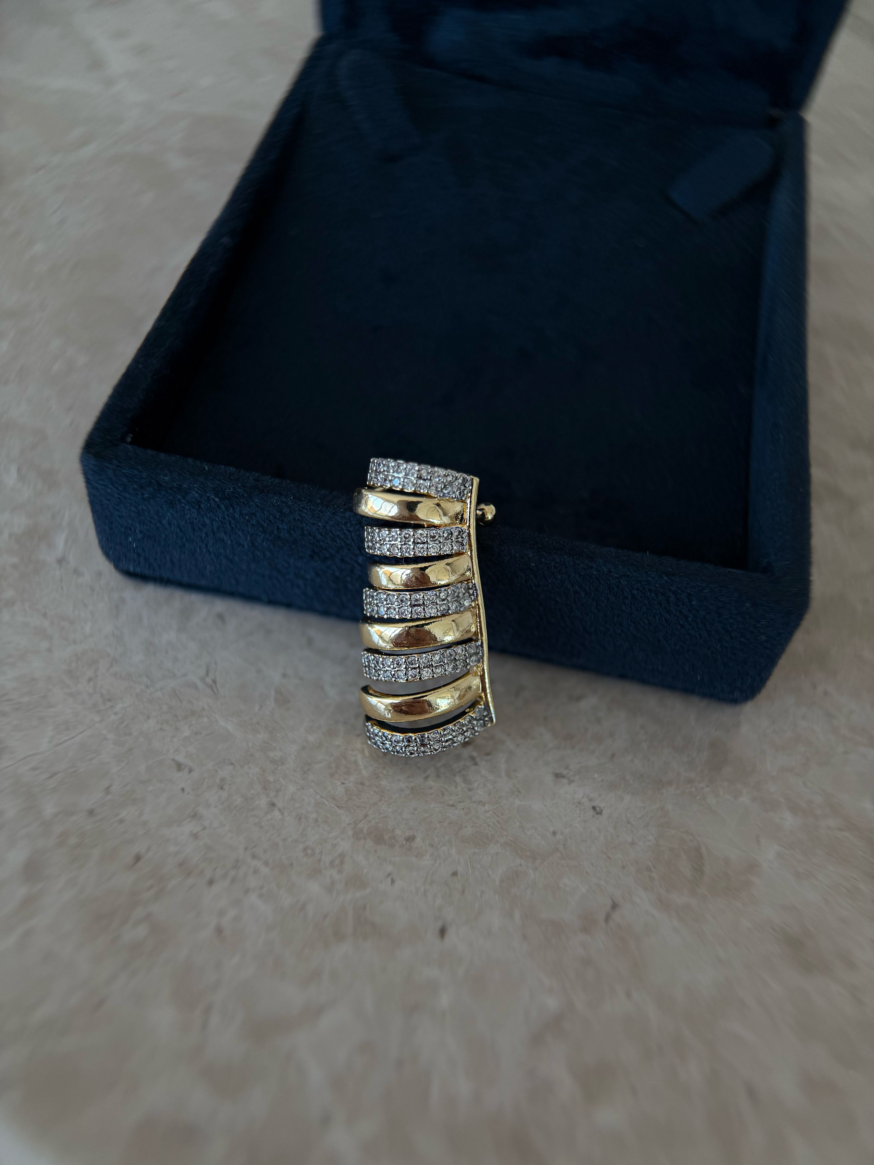 Çelik 5 Sırası Taşlı Earcuff