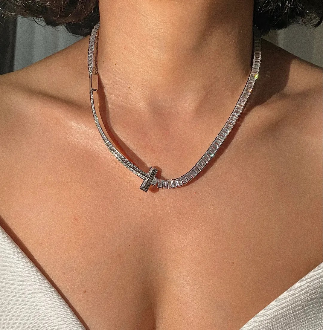 Vip Silver Baget Taşlı Kolye