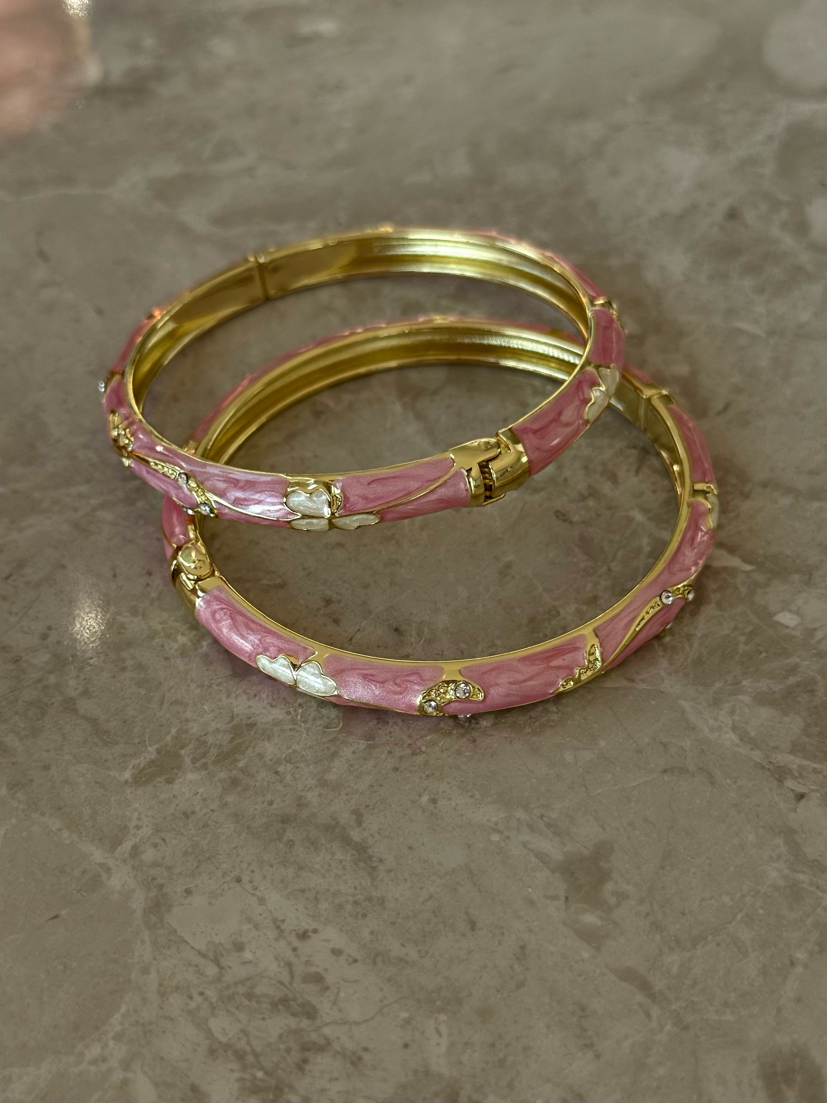 Pembe Mineli Kelepçe Bileklik 
