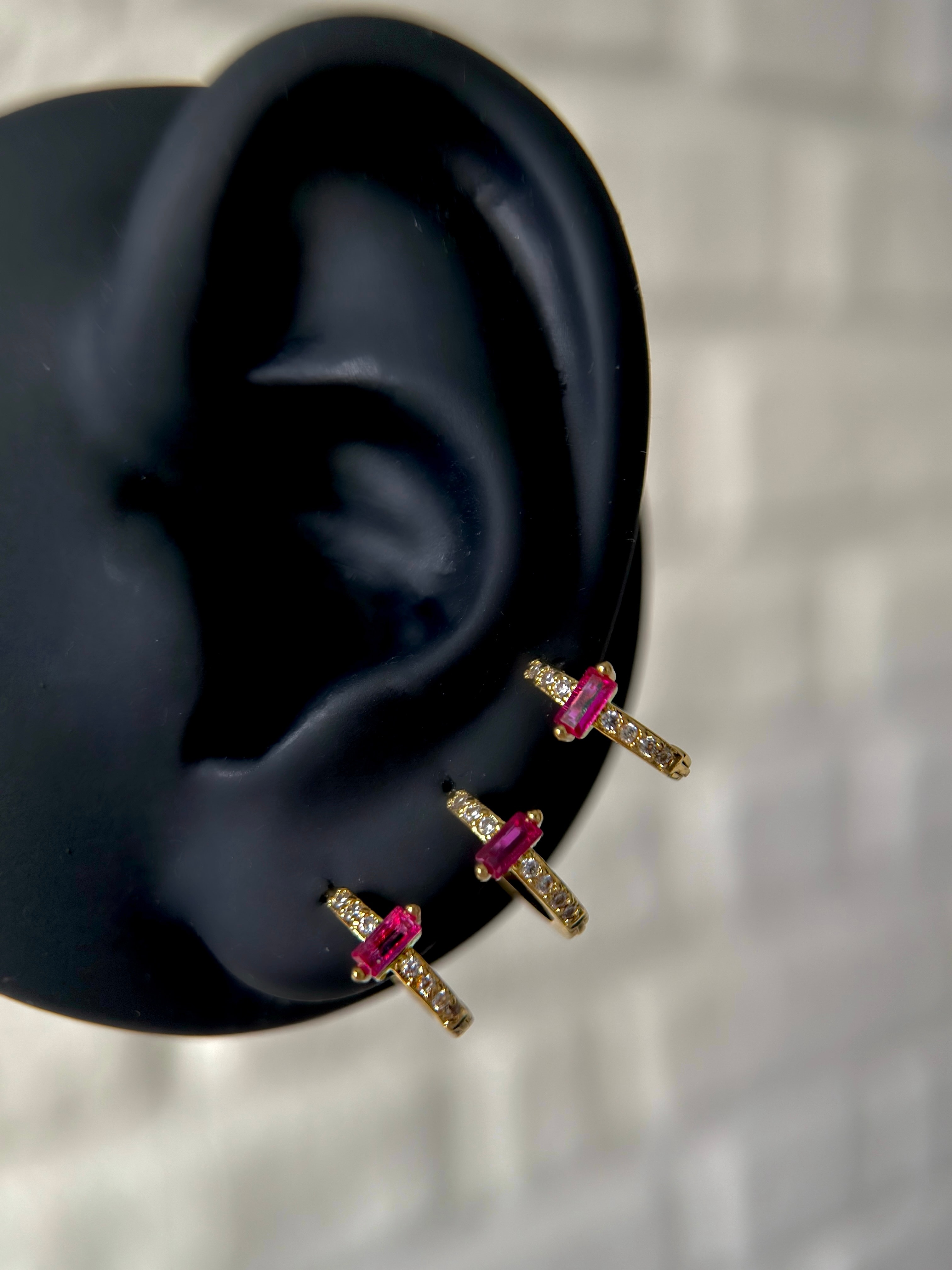 Çelik Gold Pembe Baget Taşlı Halka Piercing