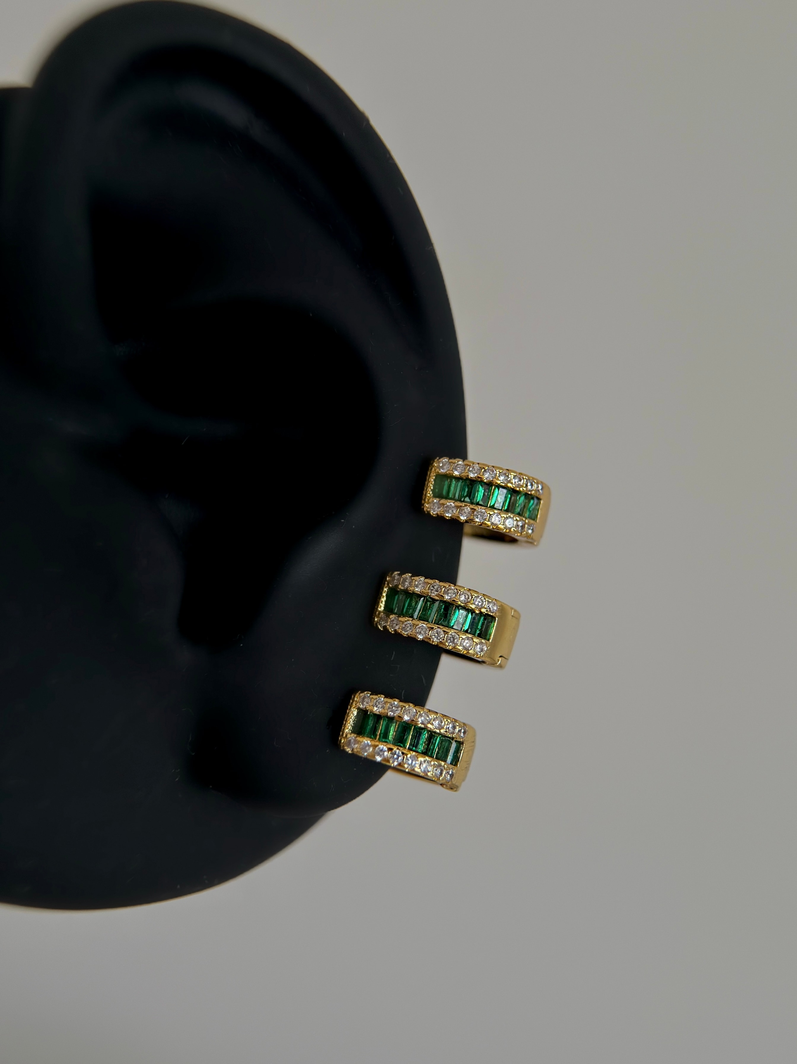 Çelik Gold Yeşil Baget Taşlı Halka Piercing