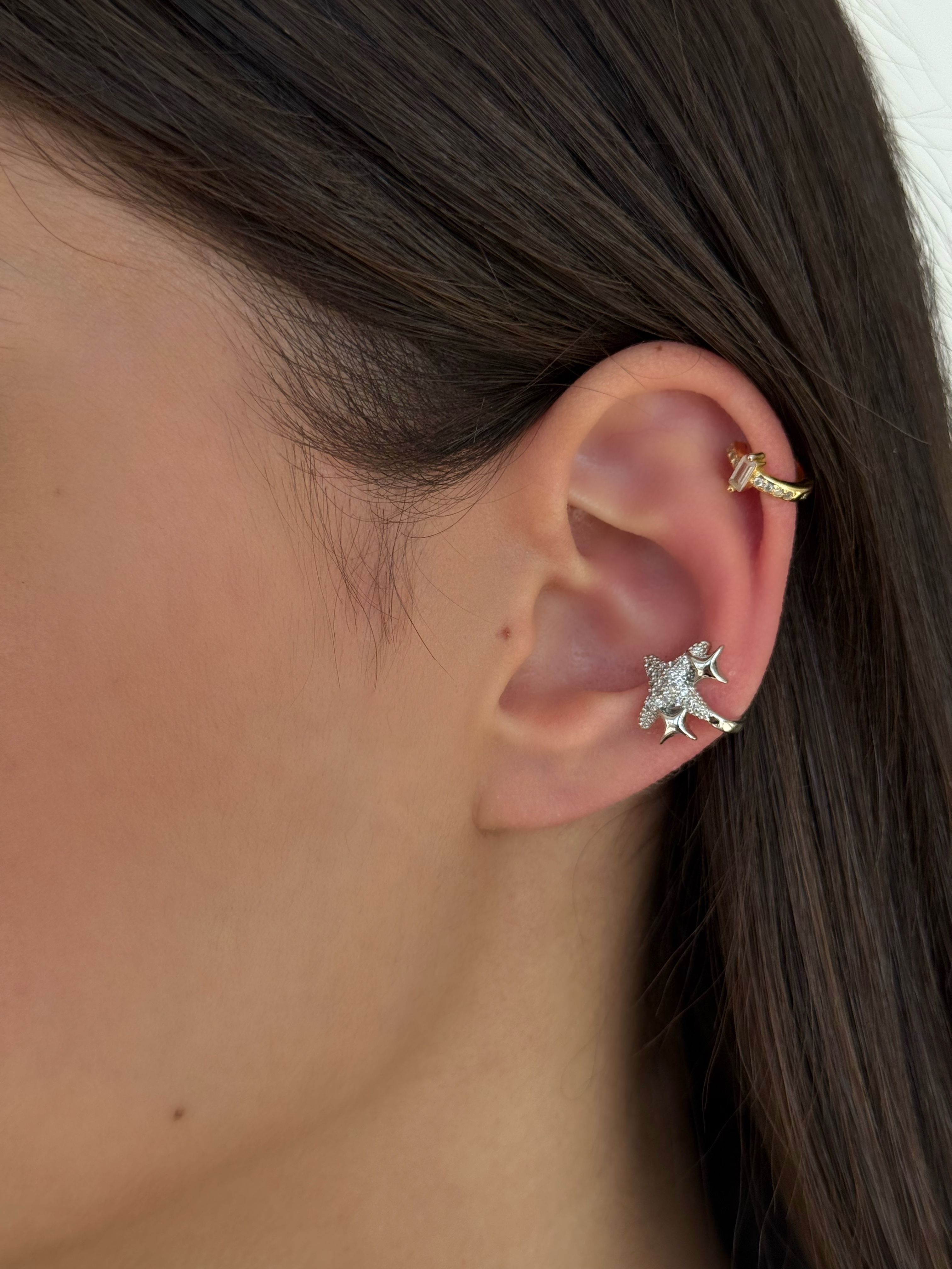 Çelik Kutup Yıldızı Detay Earcuff