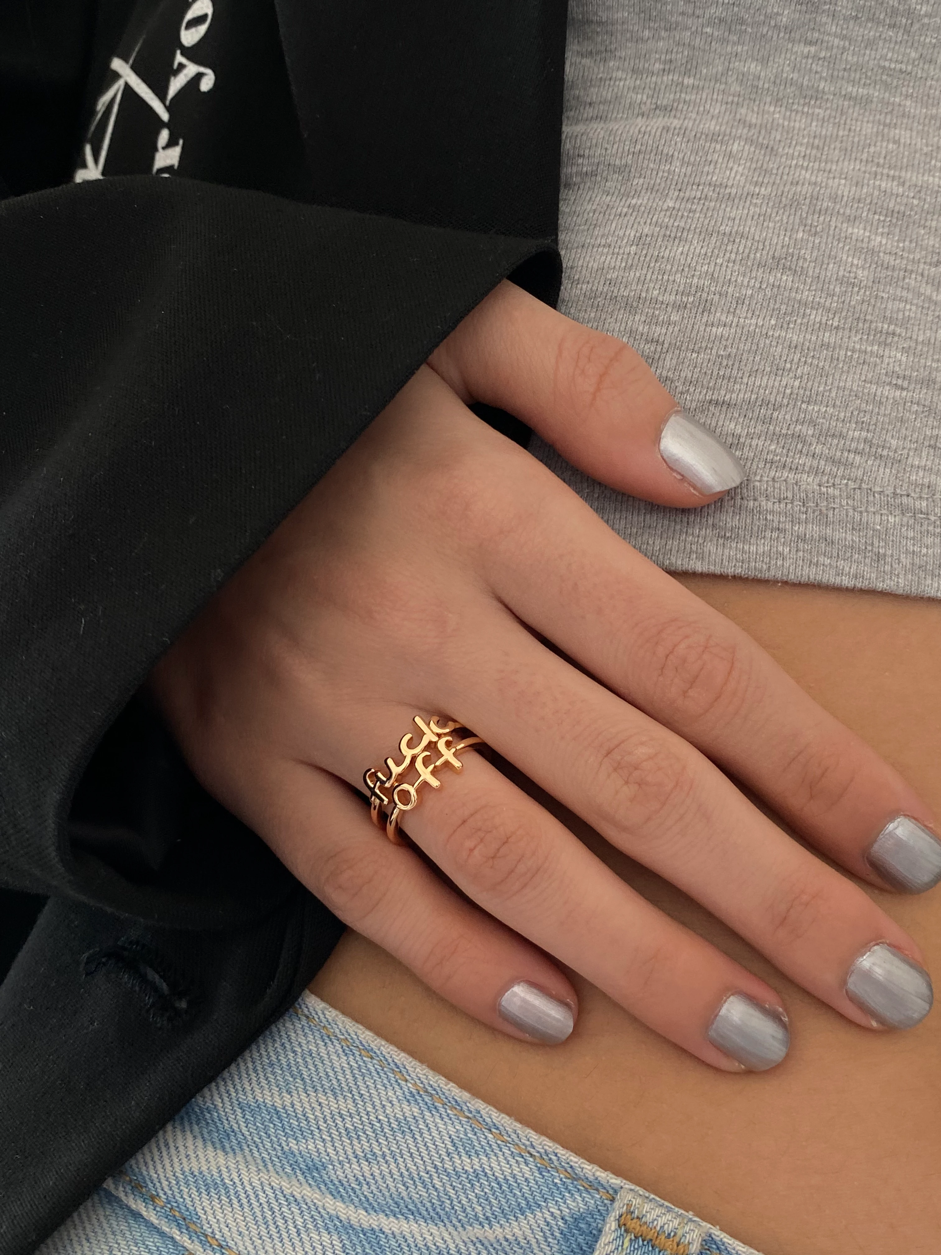 Fuck Off Yazılı Yüzük