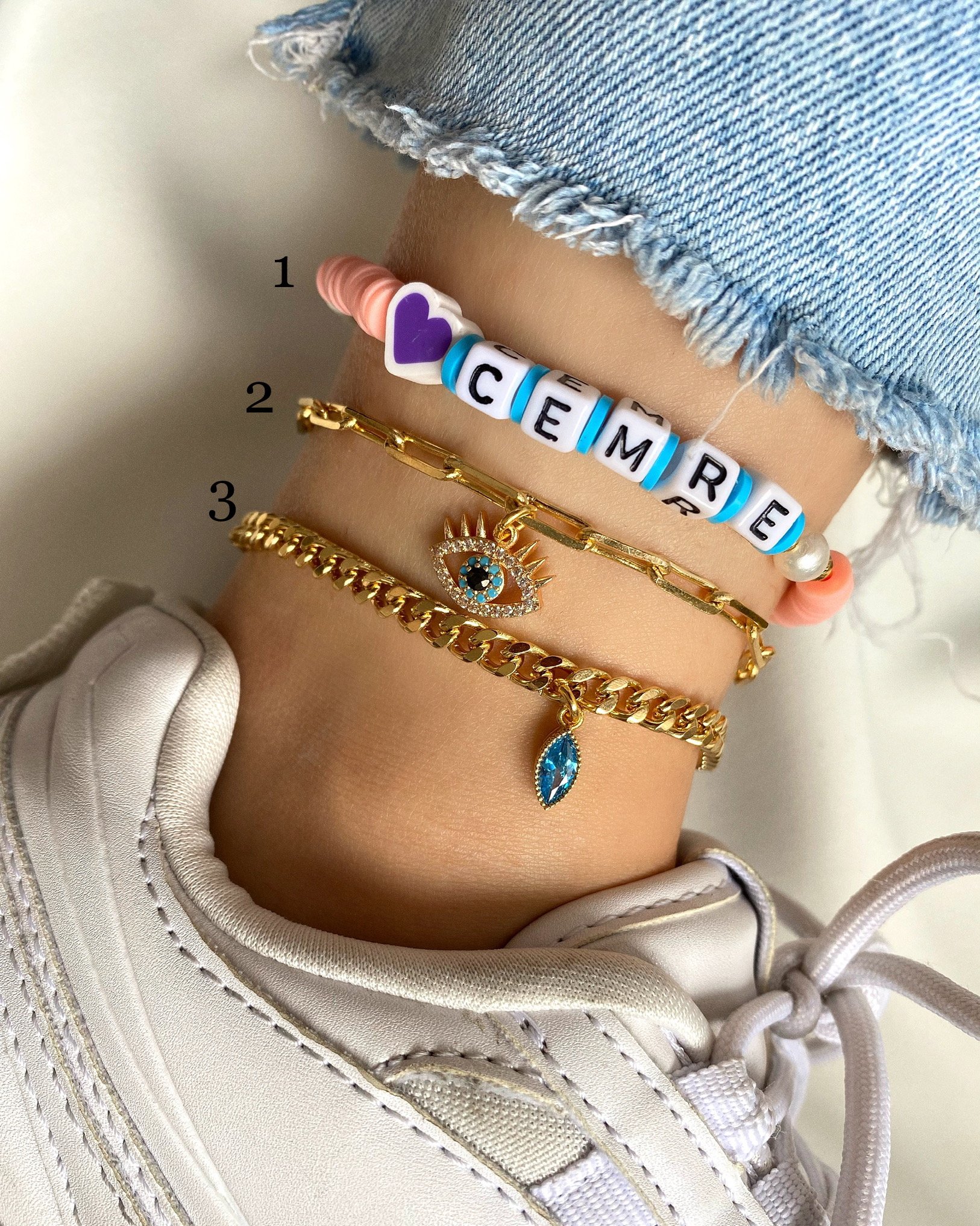 Name, Eye, Blue Stone Anklets