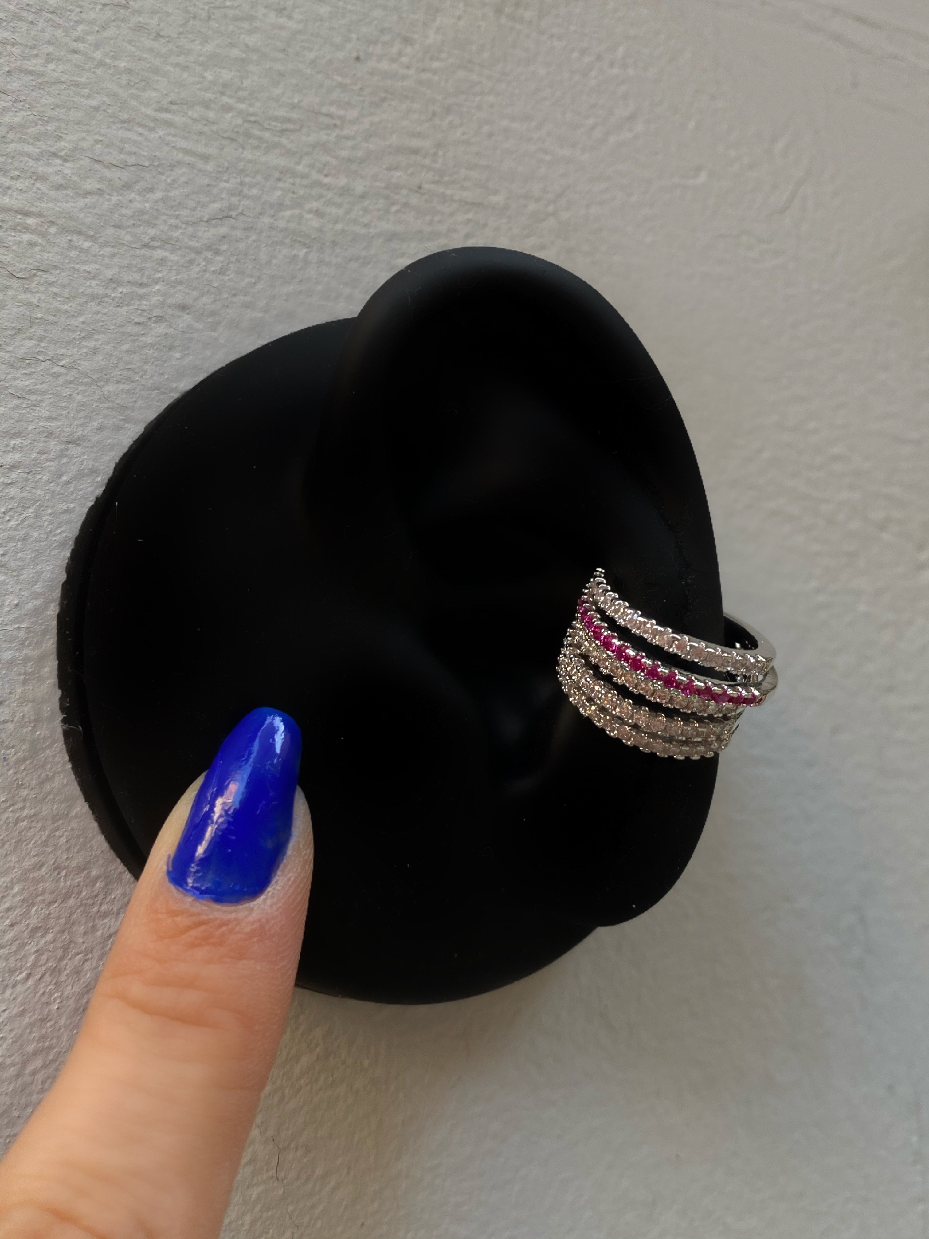 Silver Pembe Taş Detaylı Earcuff