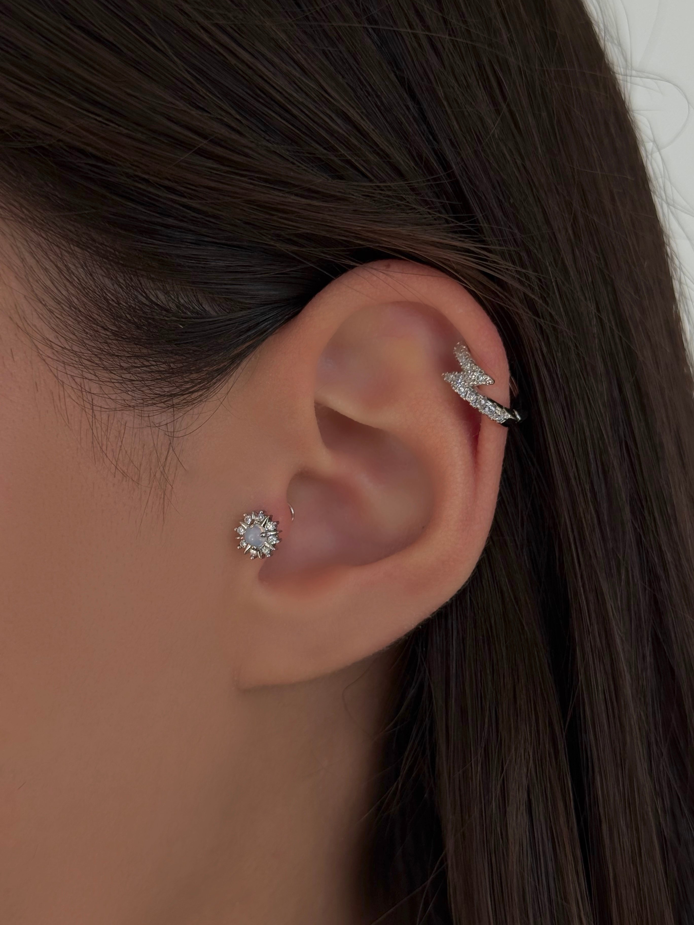 Cerrahi Çelik Silver Hologramlı Yuvarlak Piercing