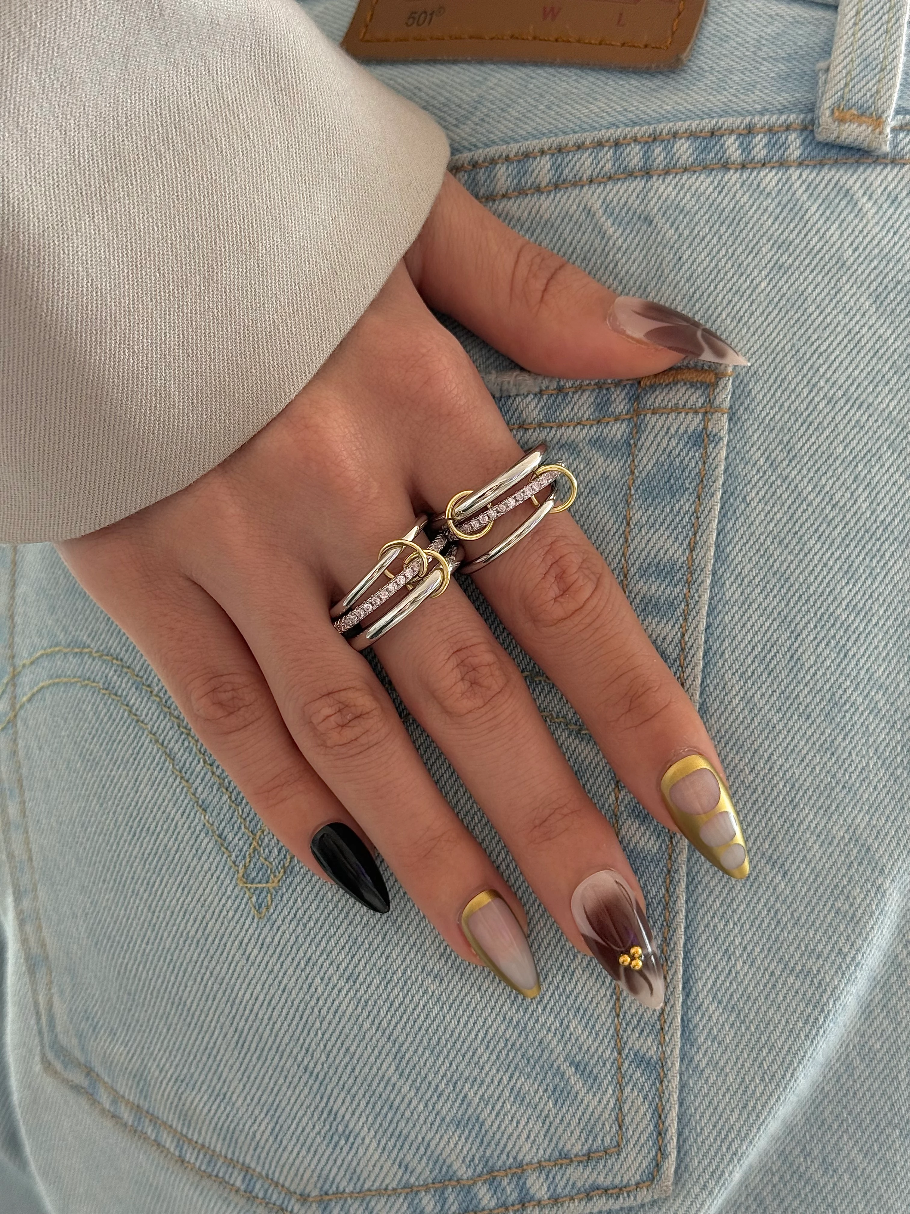 Çelik Silver Pembe 3 lü Spiral Yüzük 