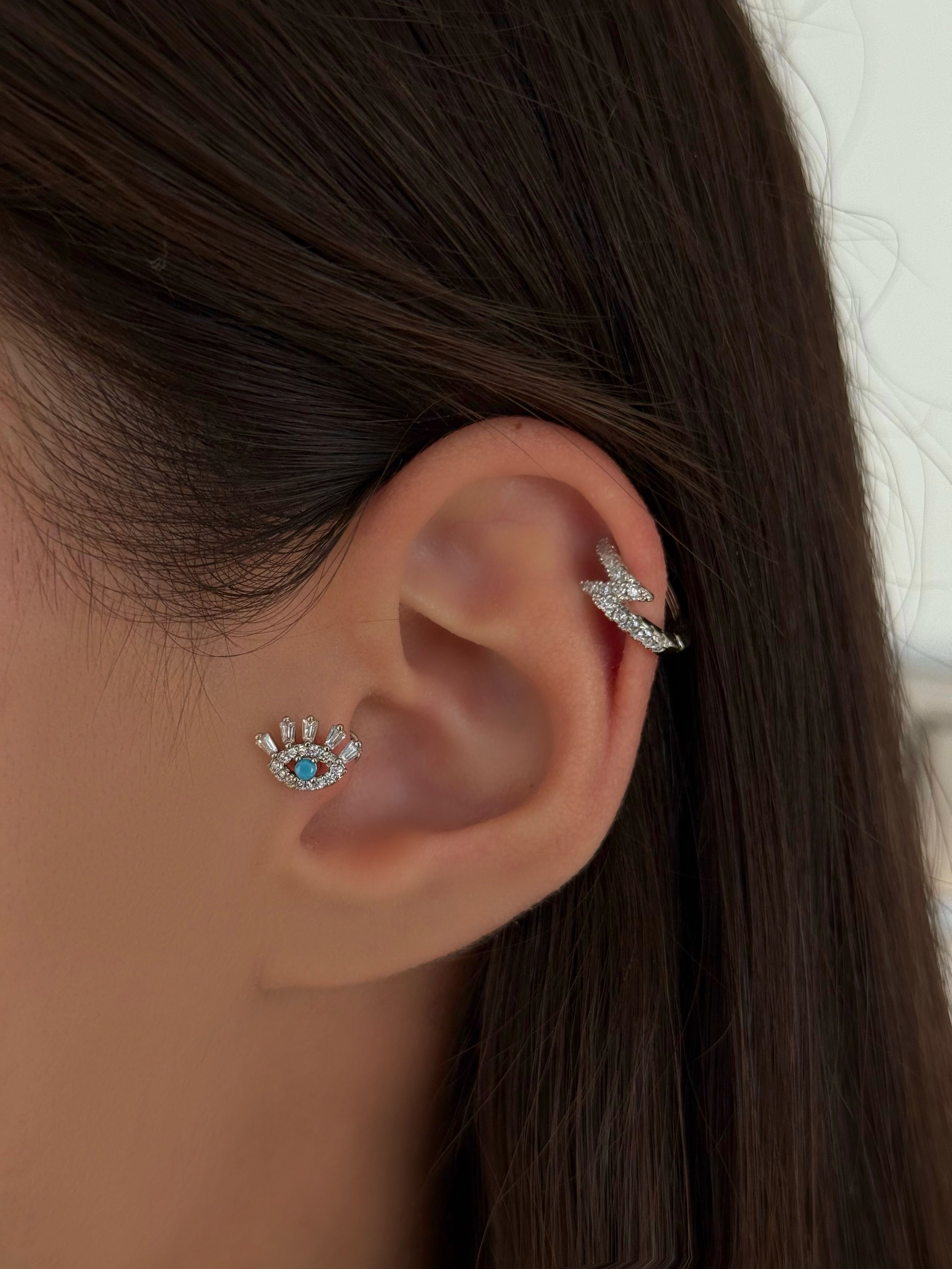 Cerrahi Çelik Silver Göz Detaylı Piercing