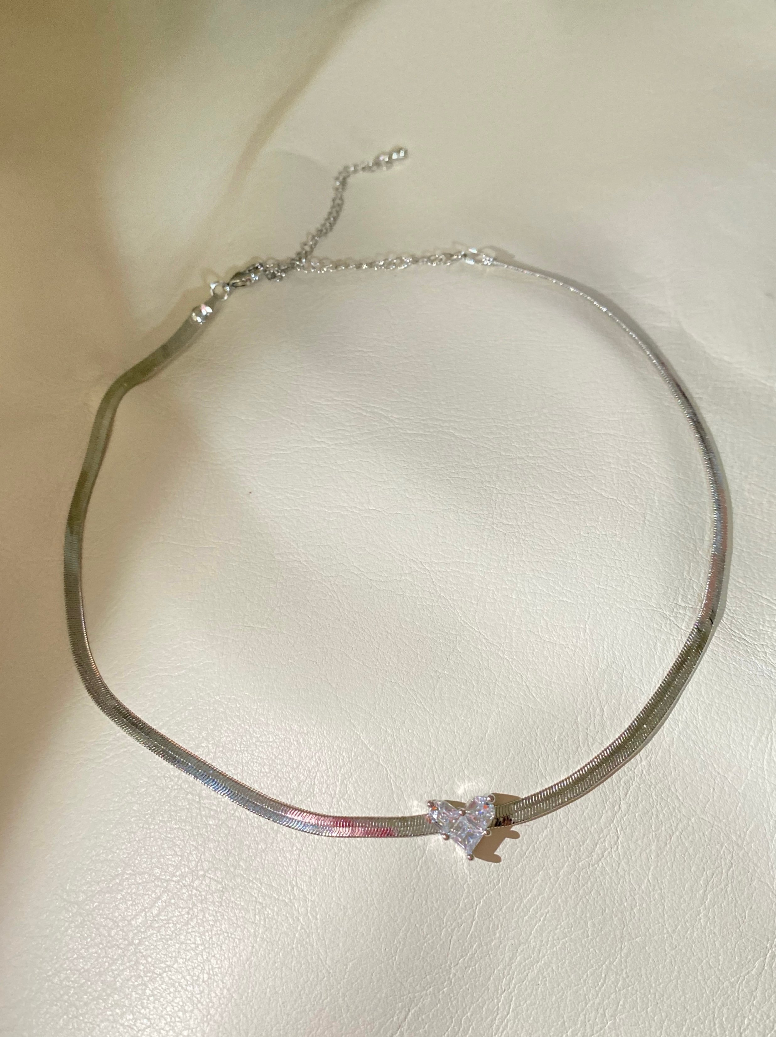 Silver Baget Taşlı İtalyan Zincir Choker